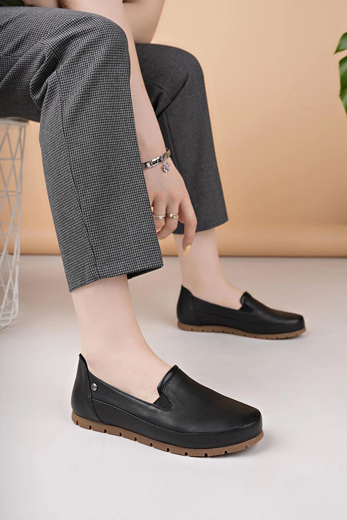 Mammamia D25YA 3595 Siyah Hakiki Deri Kadın Ayakkabı