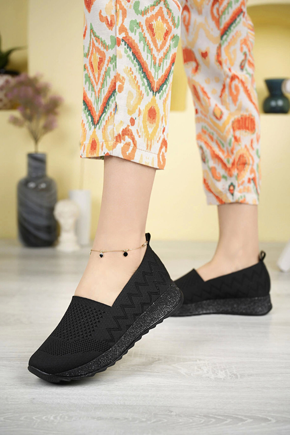 Nesil shoes Aky 055 Siyah Triko Yazlık Kadın Ayakkabı