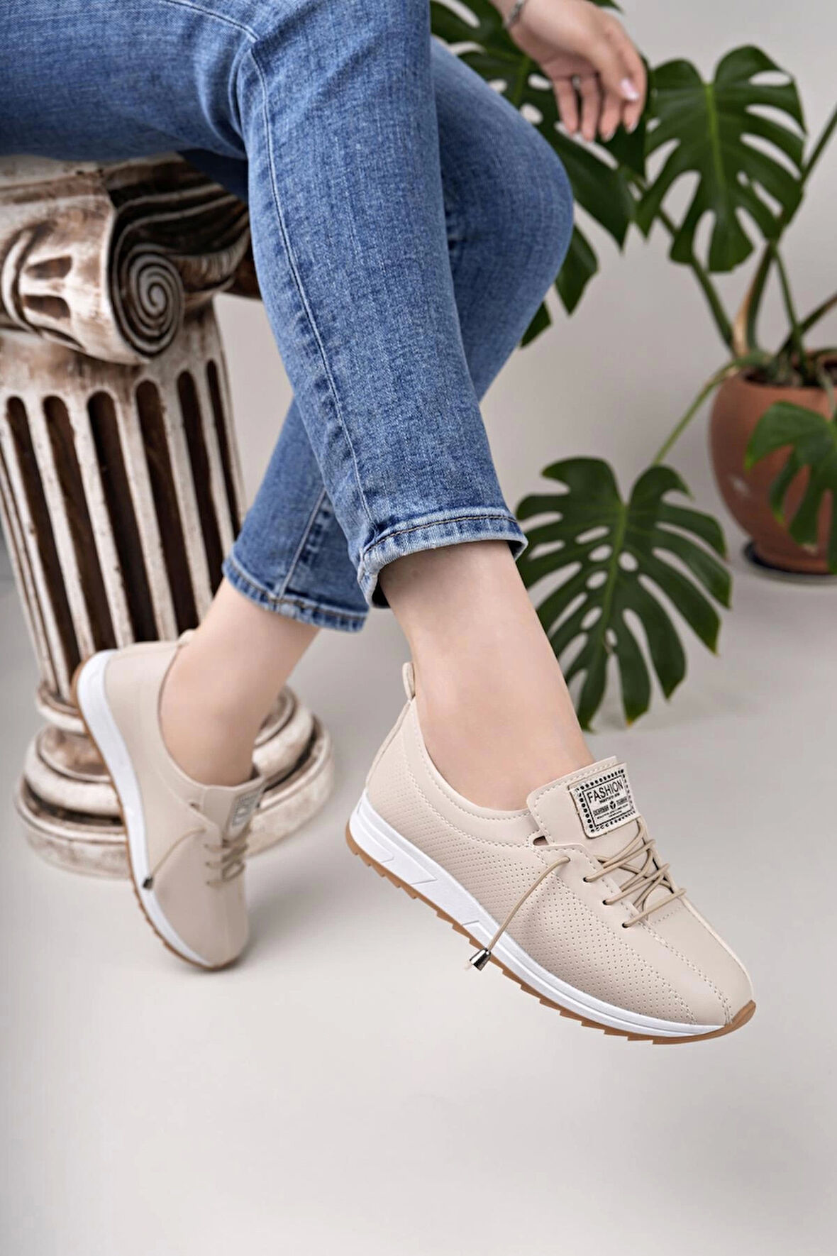 Nesil Shoes Wiss 026 Bej Anatomik Kadın Ayakkabı