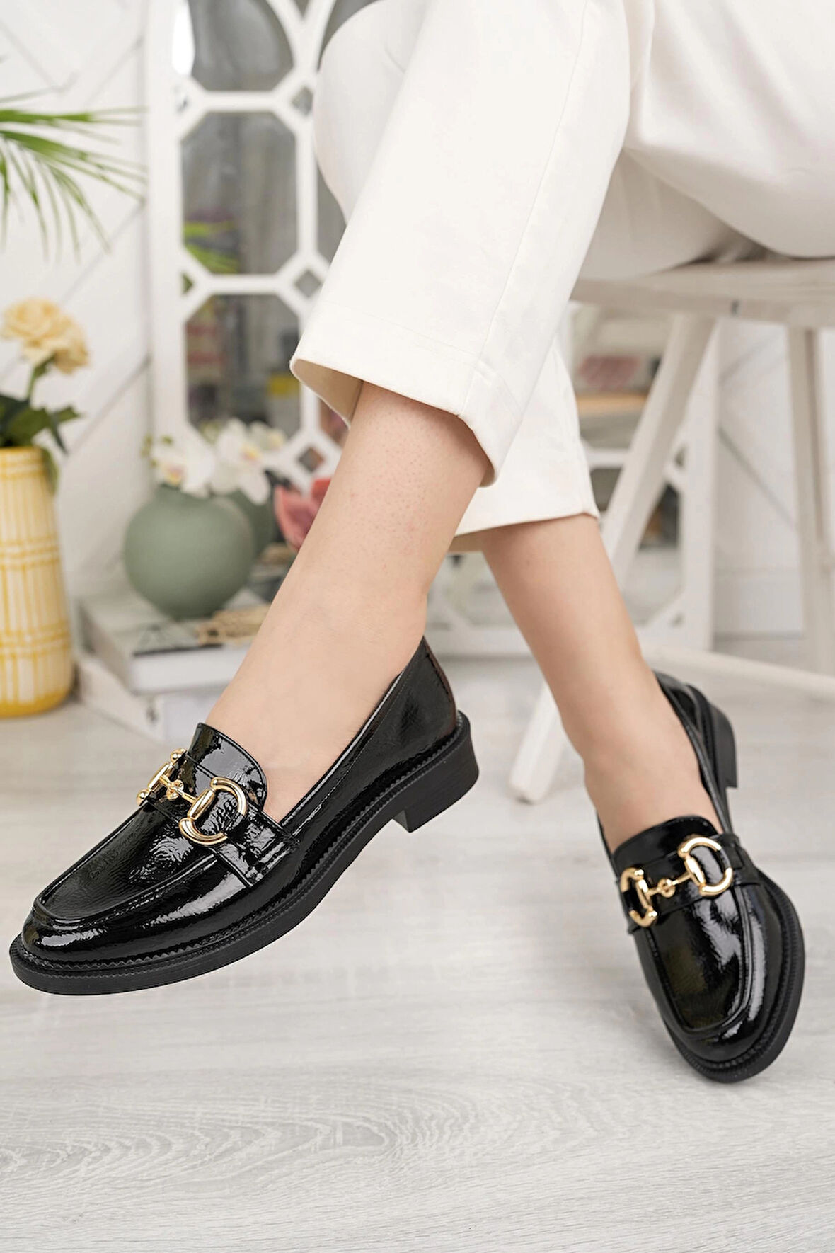 Nesil Shoes Palm 914 Siyah Rugan Makosen Kadın Ayakkabı