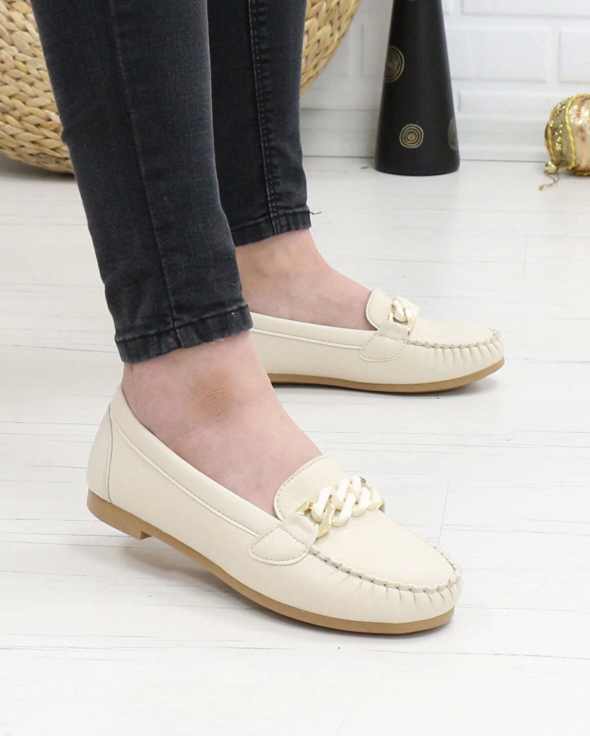 Neyna 23027 Bej Zincir Tokalı Anatomik Kadın Babet