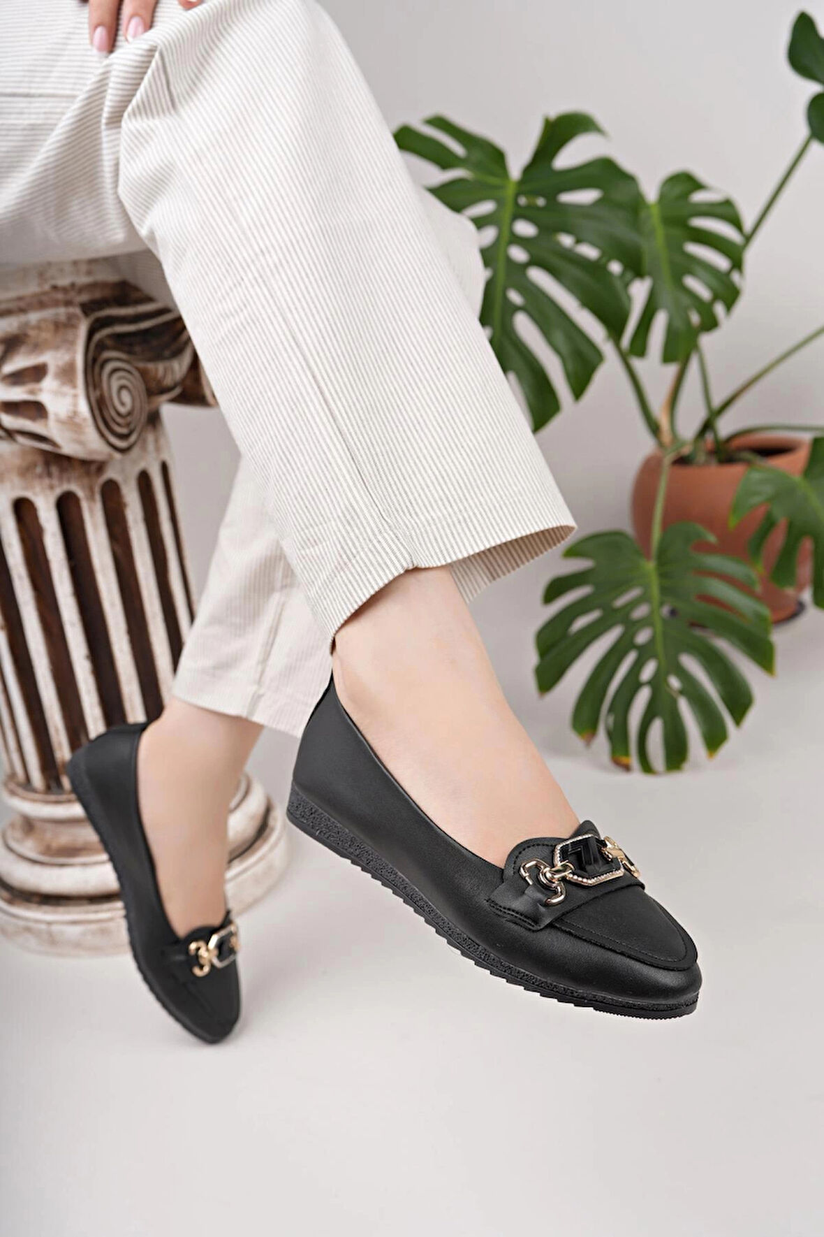 Nesil Shoes Mhd 60 Platin Taşlı Günlük Kadın Babet