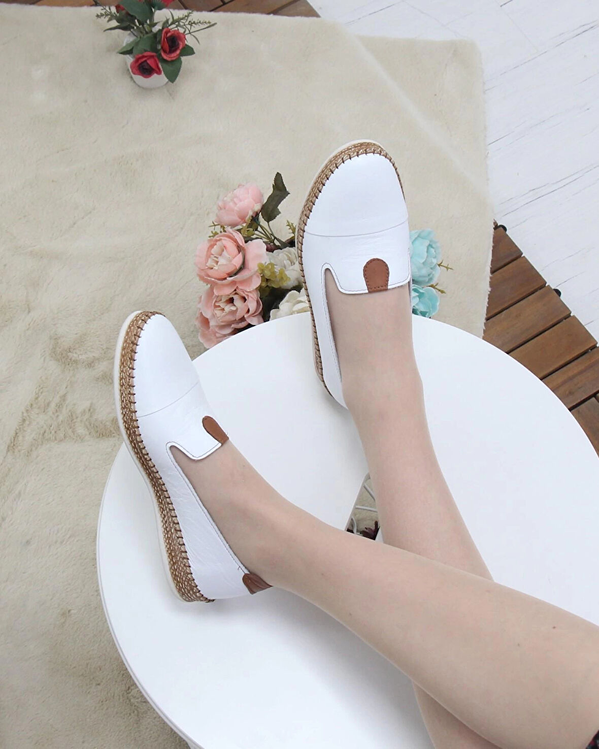 Nesil Shoes Syg P01 Beyaz Hakiki Deri Kadın Ayakkabı