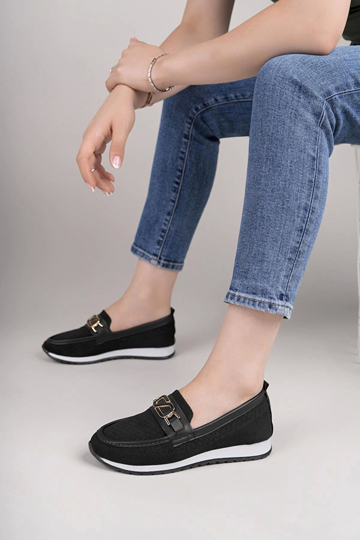 Nesil Shoes Wiss 0272 Siyah Triko Örgü Kadın Ayakkabı