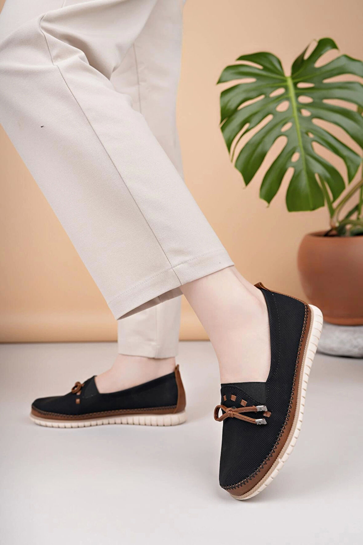 Nesil Shoes Selena 348 Siyah Taba Günlük kadın Ayakkabı