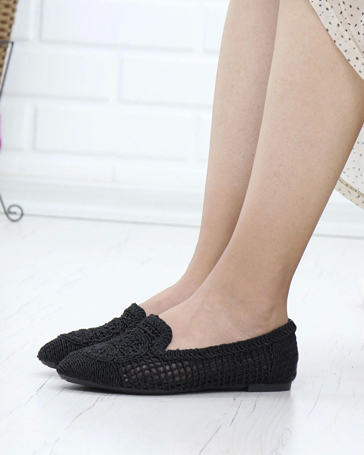 Nesil Shoes Sdf 259 Siyah Örgü Günlük Kadın Babet