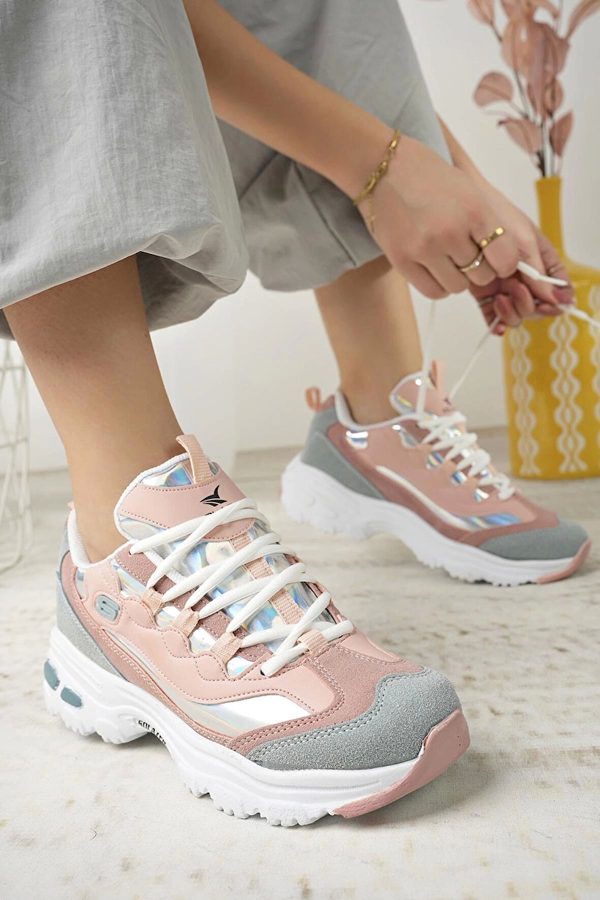 Solazer 049 Pudra Anatomik Memory Foam Kadın Sneakers