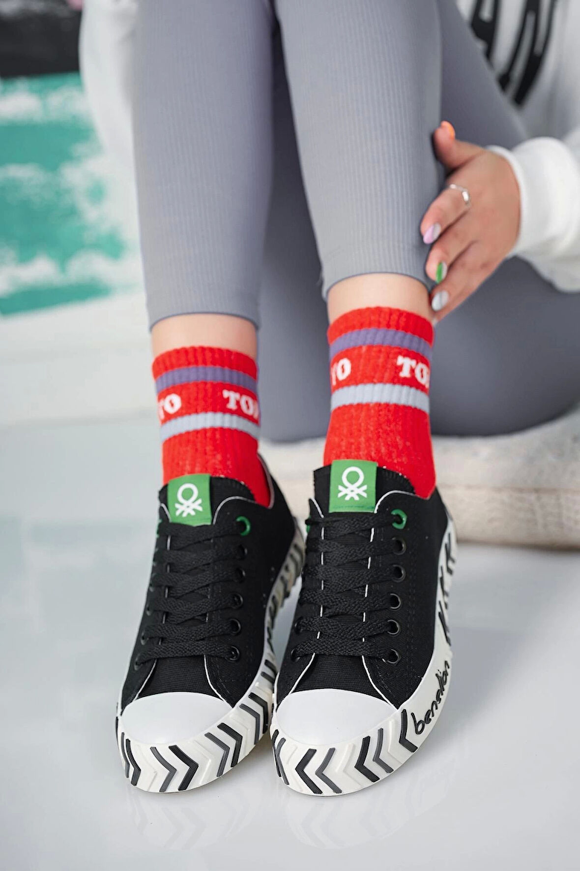 Benetton 30624 Siyah Kısa Unisex Sneakers