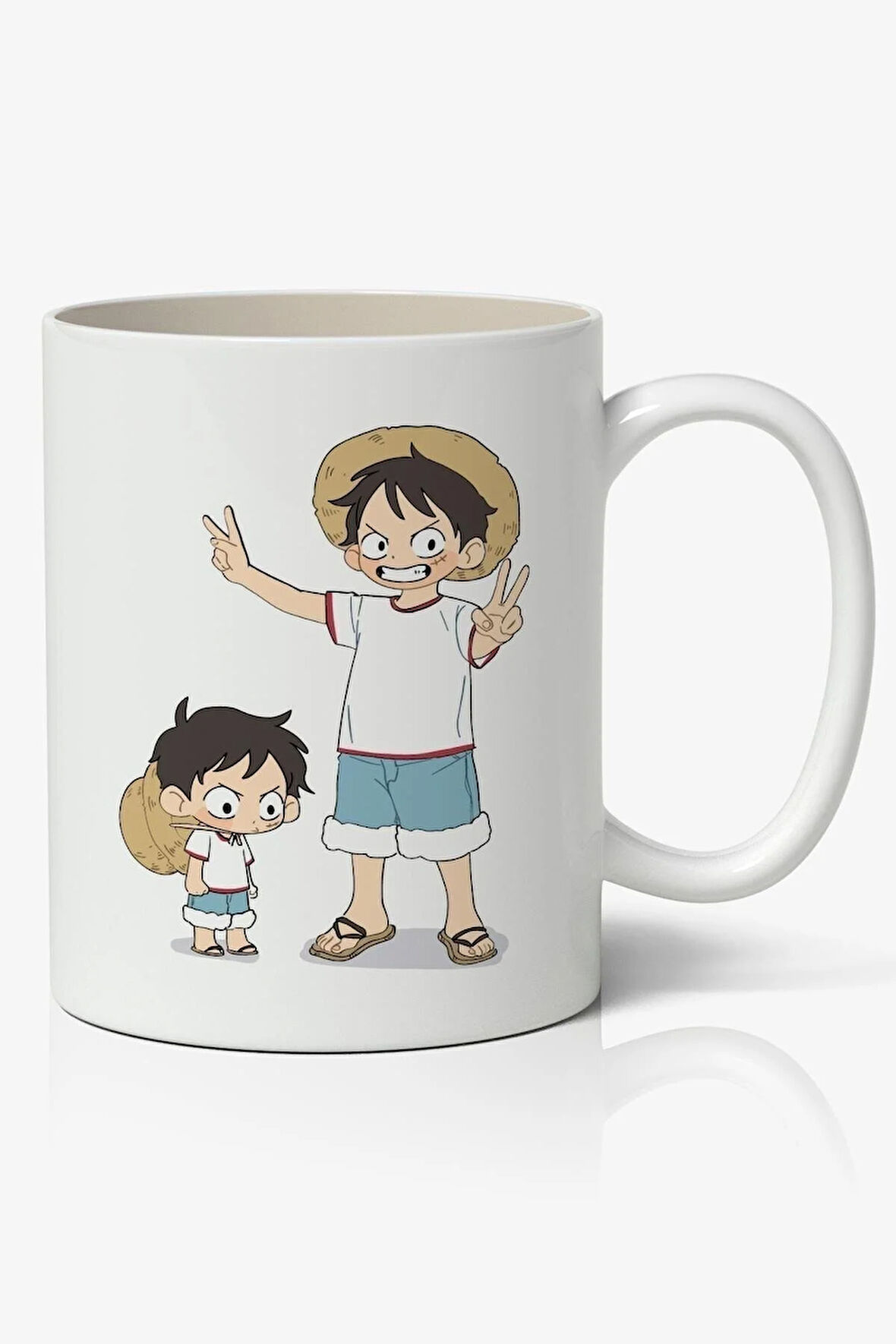 One Piece Luffy v2 Özel Çizim Anime Baskılı Beyaz Kupa Bardak