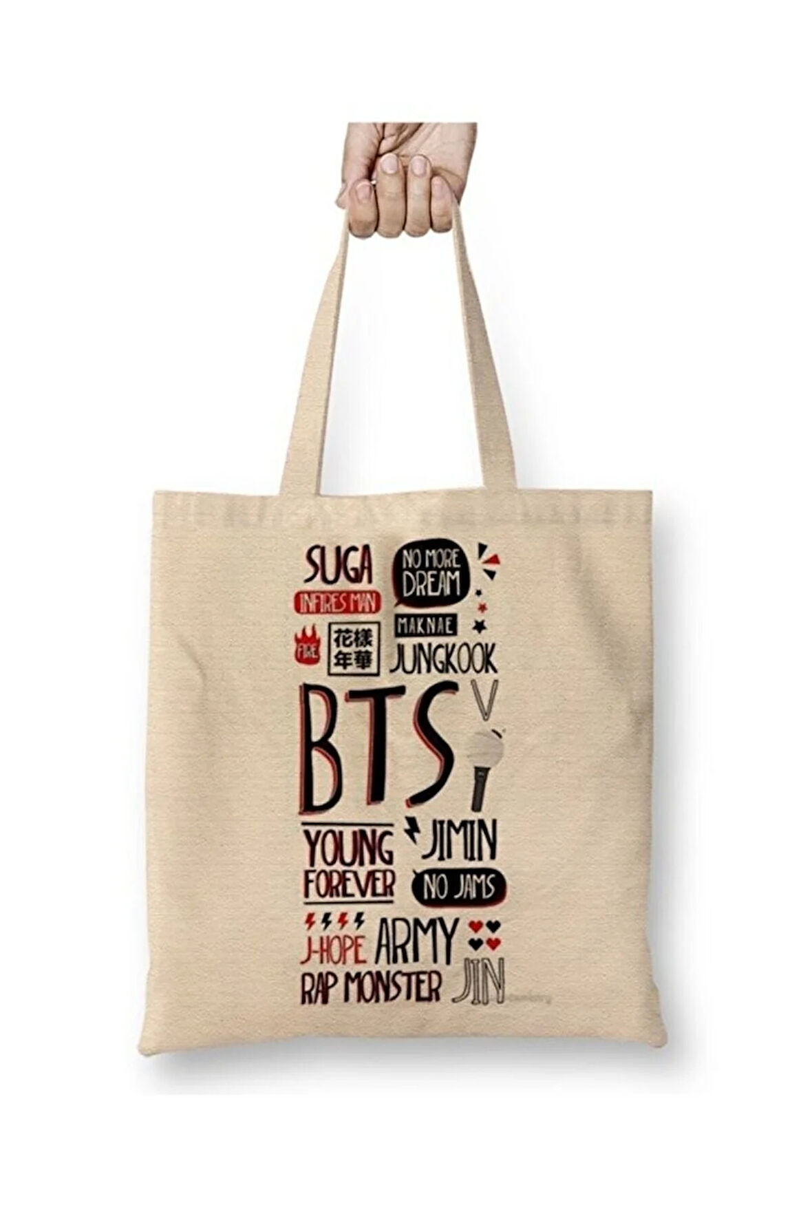 Bts Jungkook Bez Çanta Uzun Saplı Alışveriş Çantası Plaj Çantası