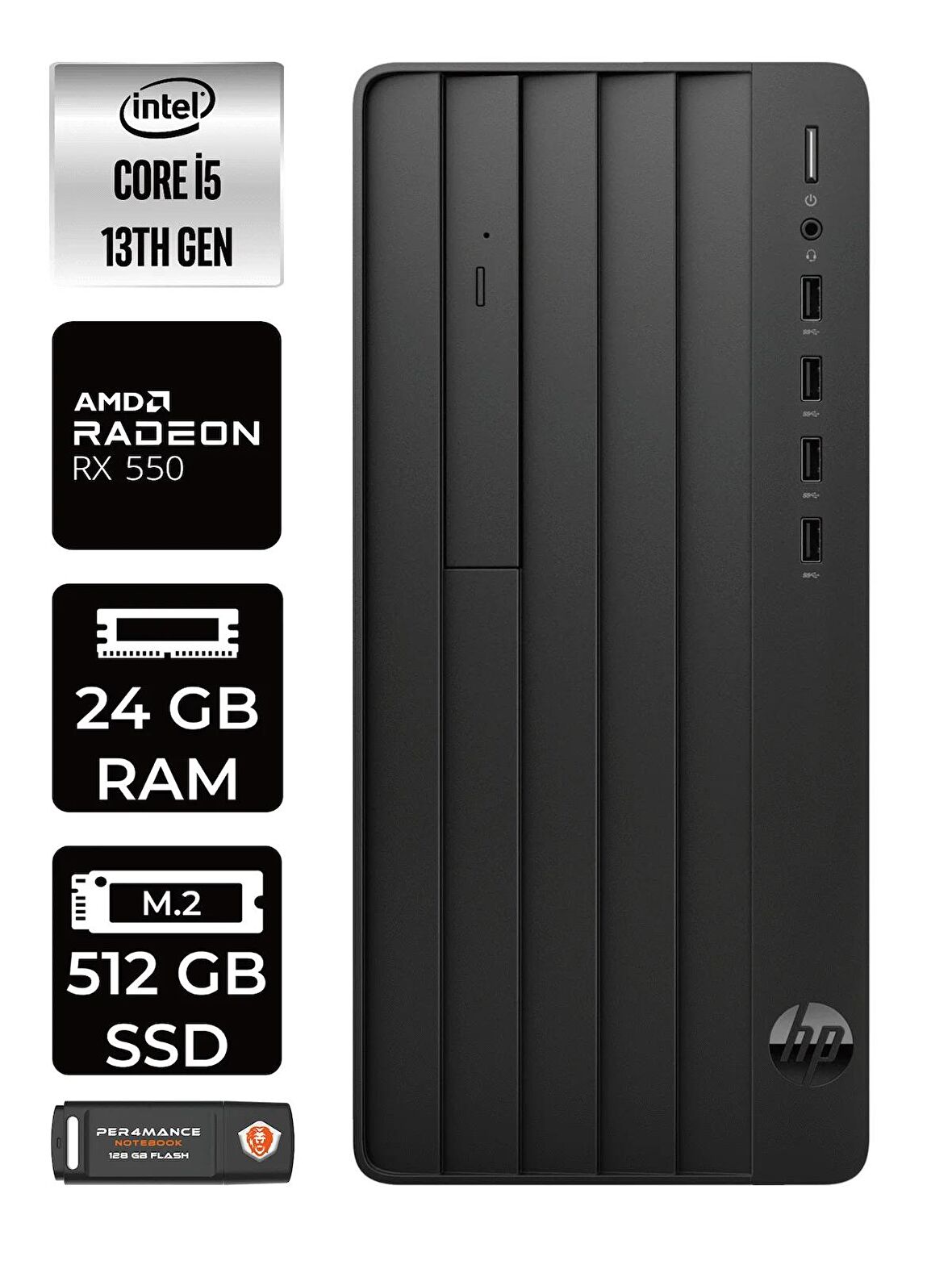 HP PRO TOWER 290 G9 i5 13500 24GB RAM 512GB SSD RX550/4GB W11PRO 8T2W9ES MASAÜSTÜ PC & PER4 BELLEK