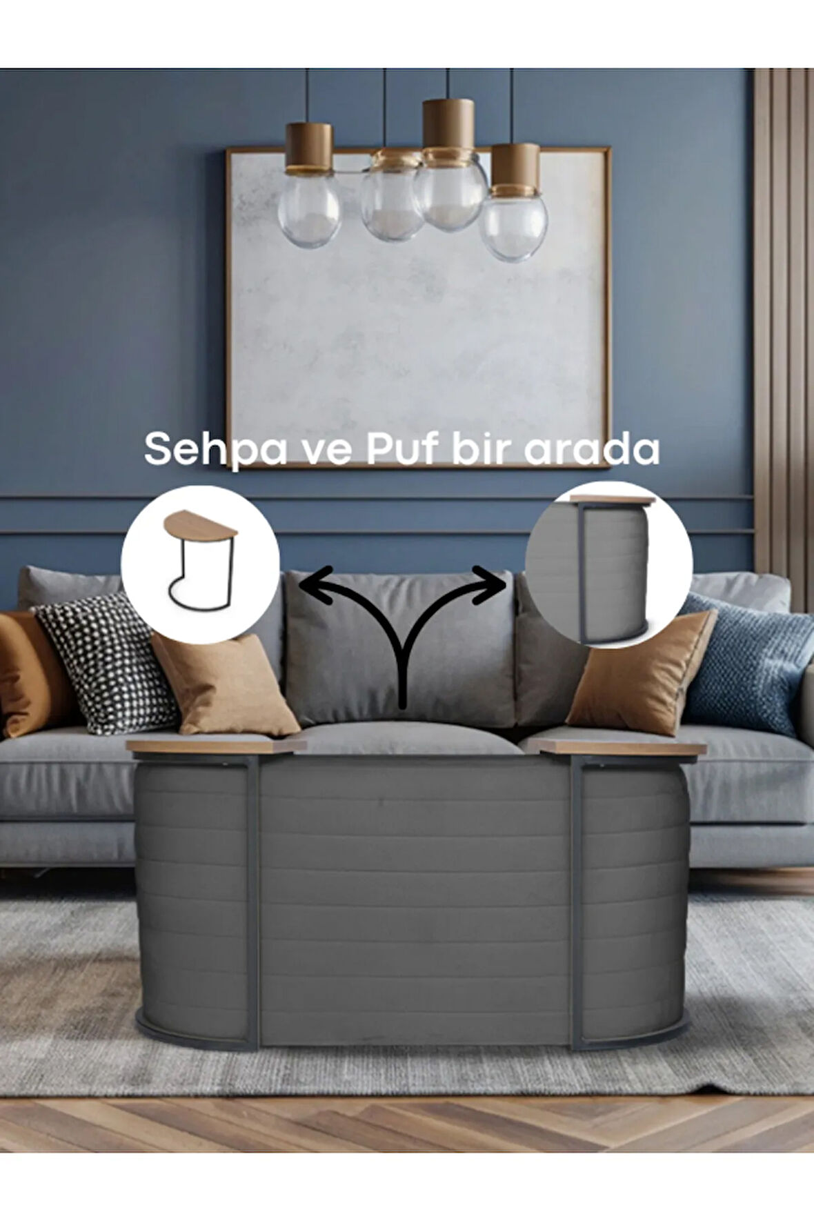 Frida Foksiyonel Sehpalı Puf