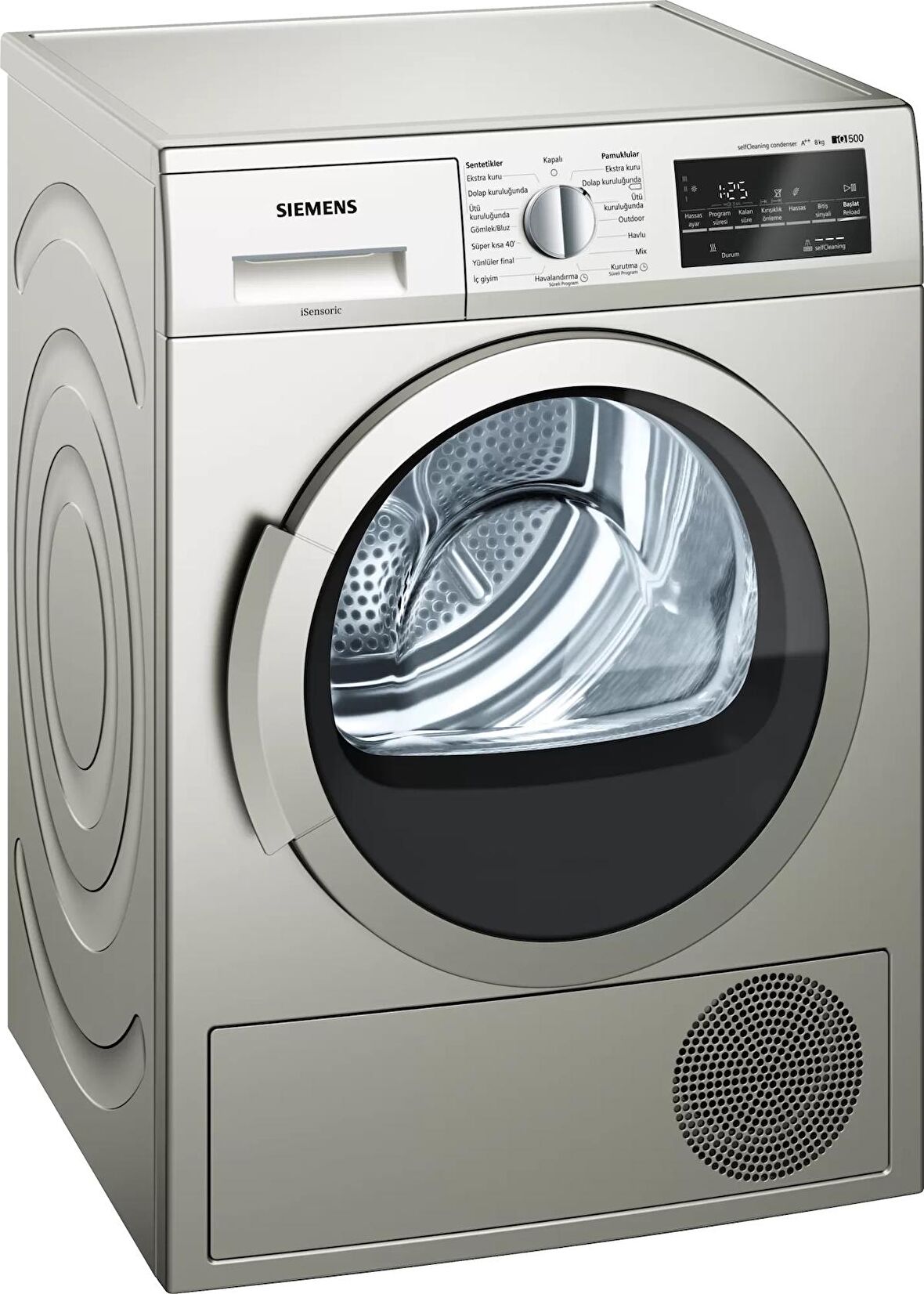 SIEMENS WT45W41STR iQ500 8 kg Silver Isı Pompalı Kurutma Makinesı 