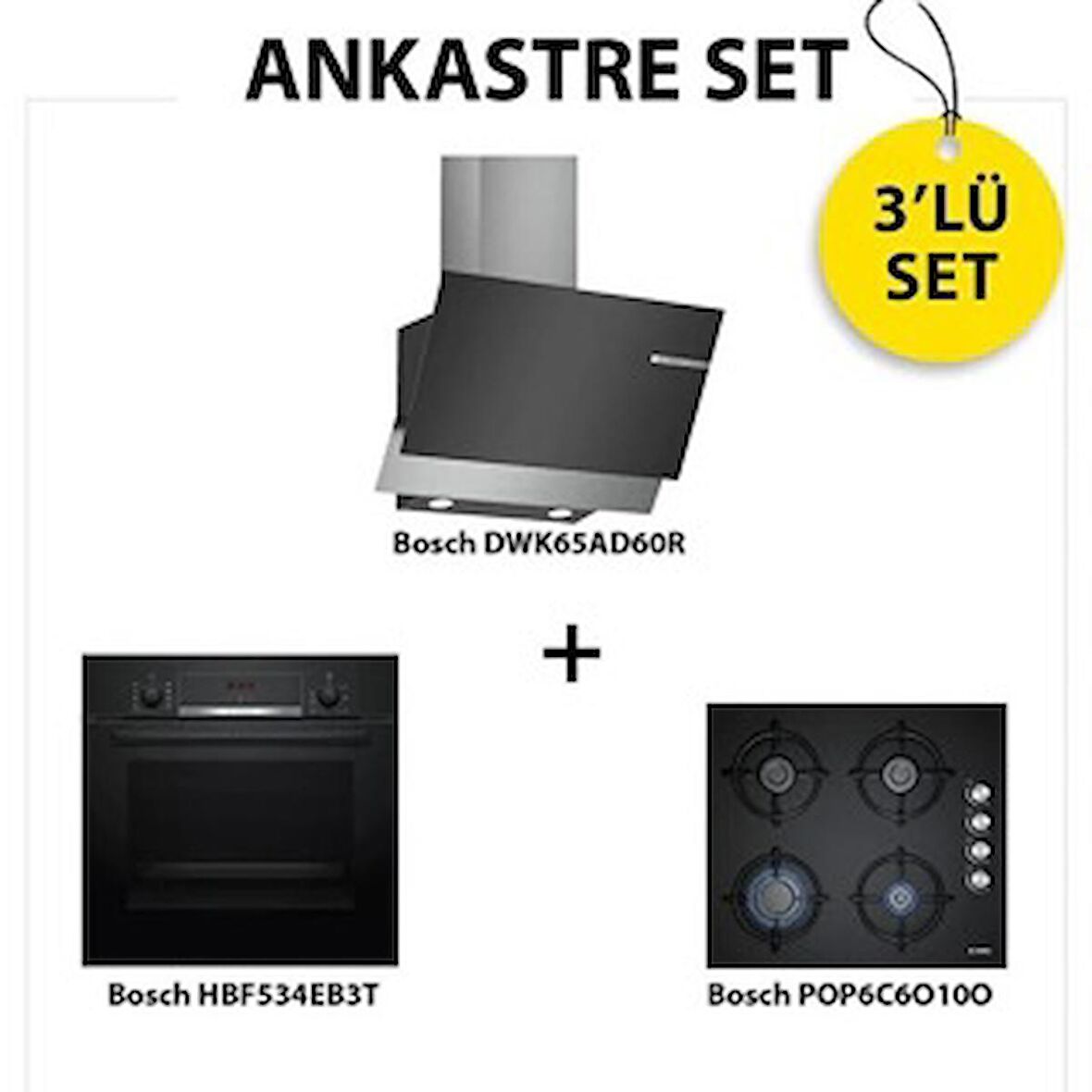 Bosch Ankastre Set HBF534EB3T, POP6C6O10O,DWK65AD60R