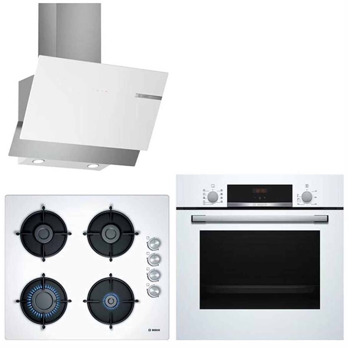 BOSCH ANKASTRE SET HBF534EW3T, POP6C2O10O, DWK65AD20R