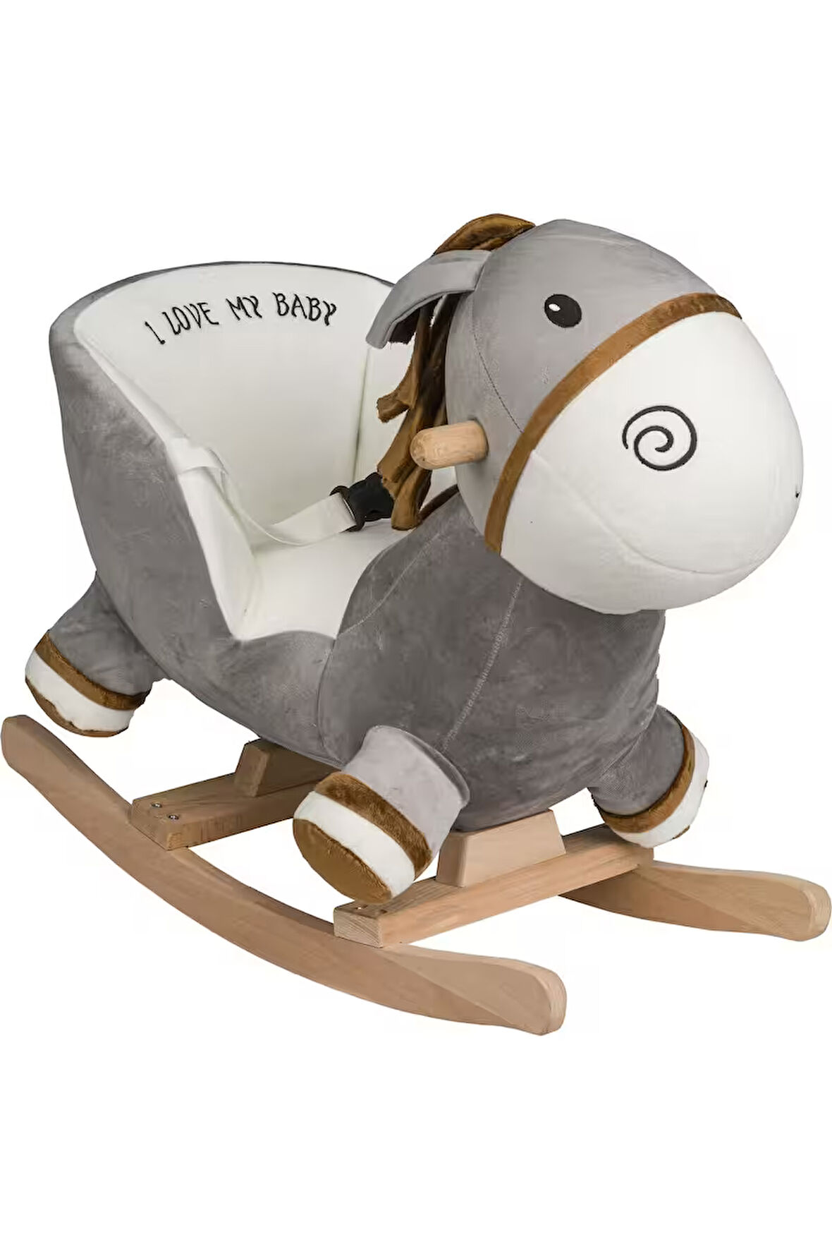 VaVbaby Sallanan At Ahşap Peluş Yumuşak - Eşek Gri