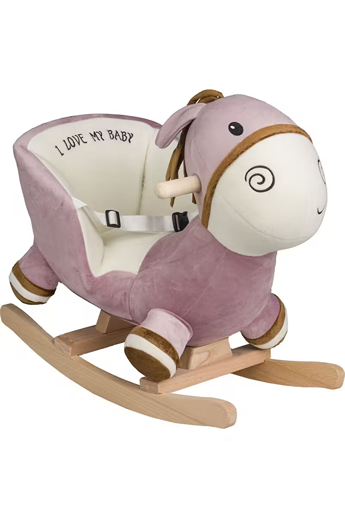 VaVbaby Sallanan At Ahşap Peluş Yumuşak - Eşek Pembe