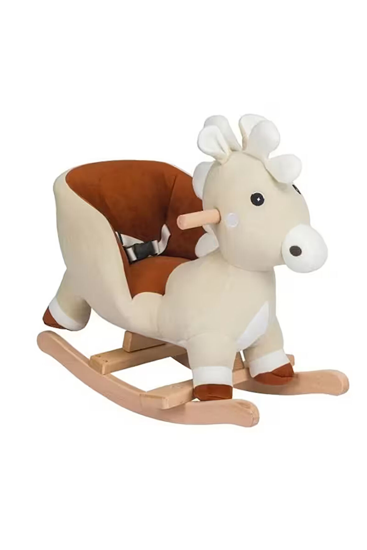 VaVbaby Sallanan At Ahşap Peluş Yumuşak - Geyik Ekru