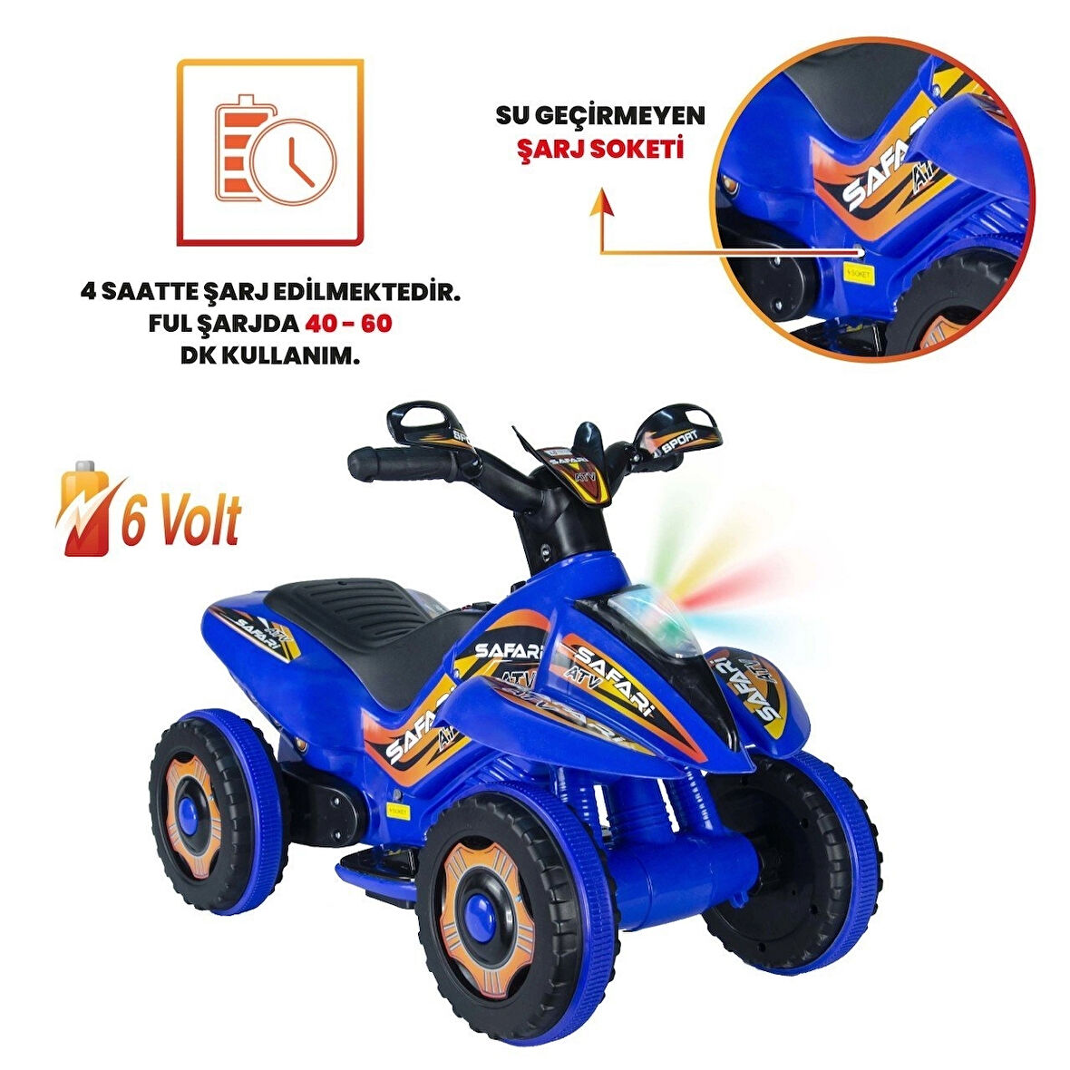 VaVbaby Crazy Cross Akülü Motor ATV 6v Mavi