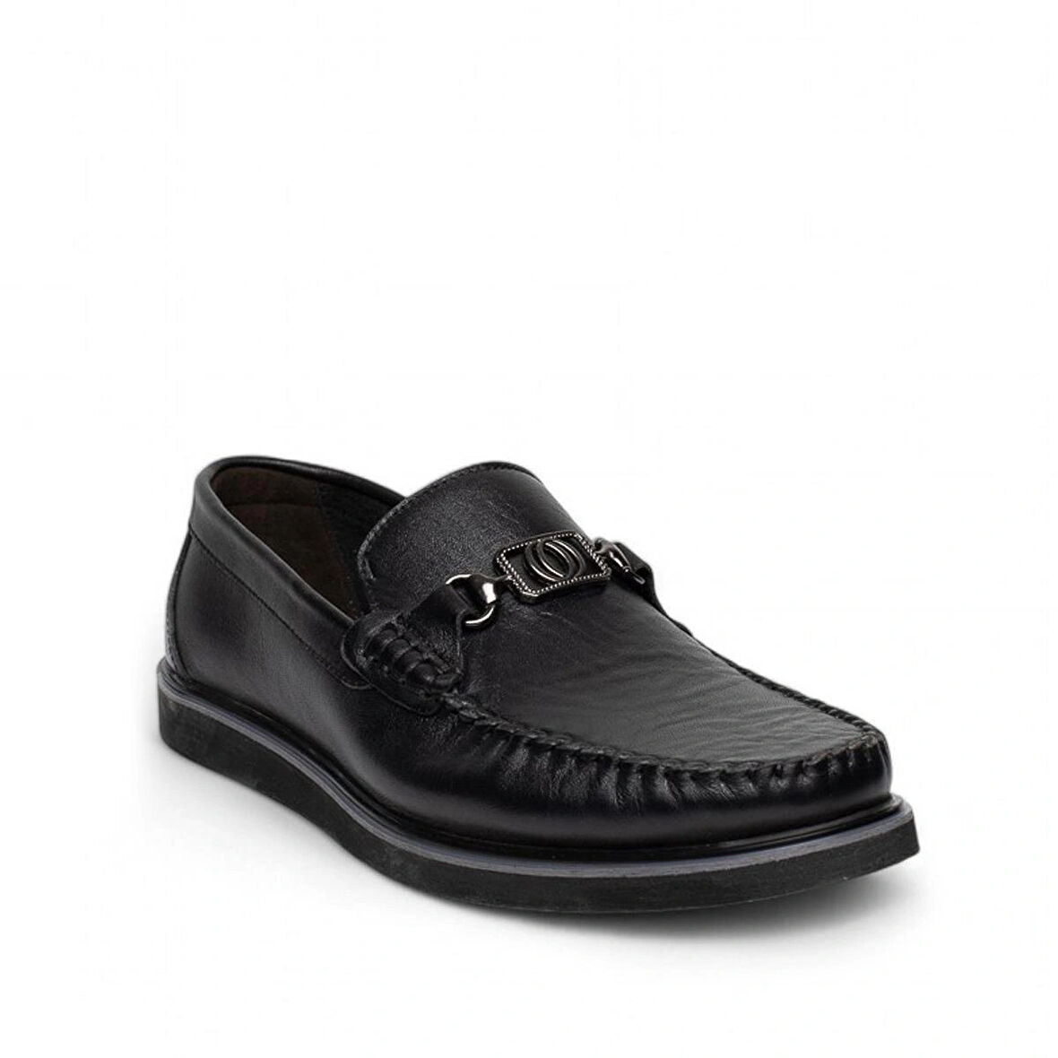 Fe İçi Dışı Hakiki Deri Tam Ortapedik Taban Bağcıksız Erkek Ayakkabısı Cilt Siyah Poli Tarz3008