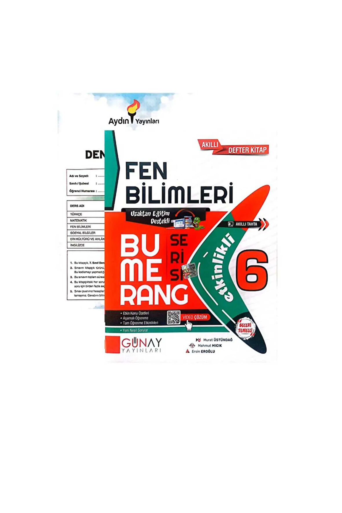 GÜNAY YAYINLARI 6.SINIF BUMERANG FEN BİLİMLERİ DEFTER&KİTAP-YENİ BASKI-(AYDIN YAYINLARI DENEMELİ)