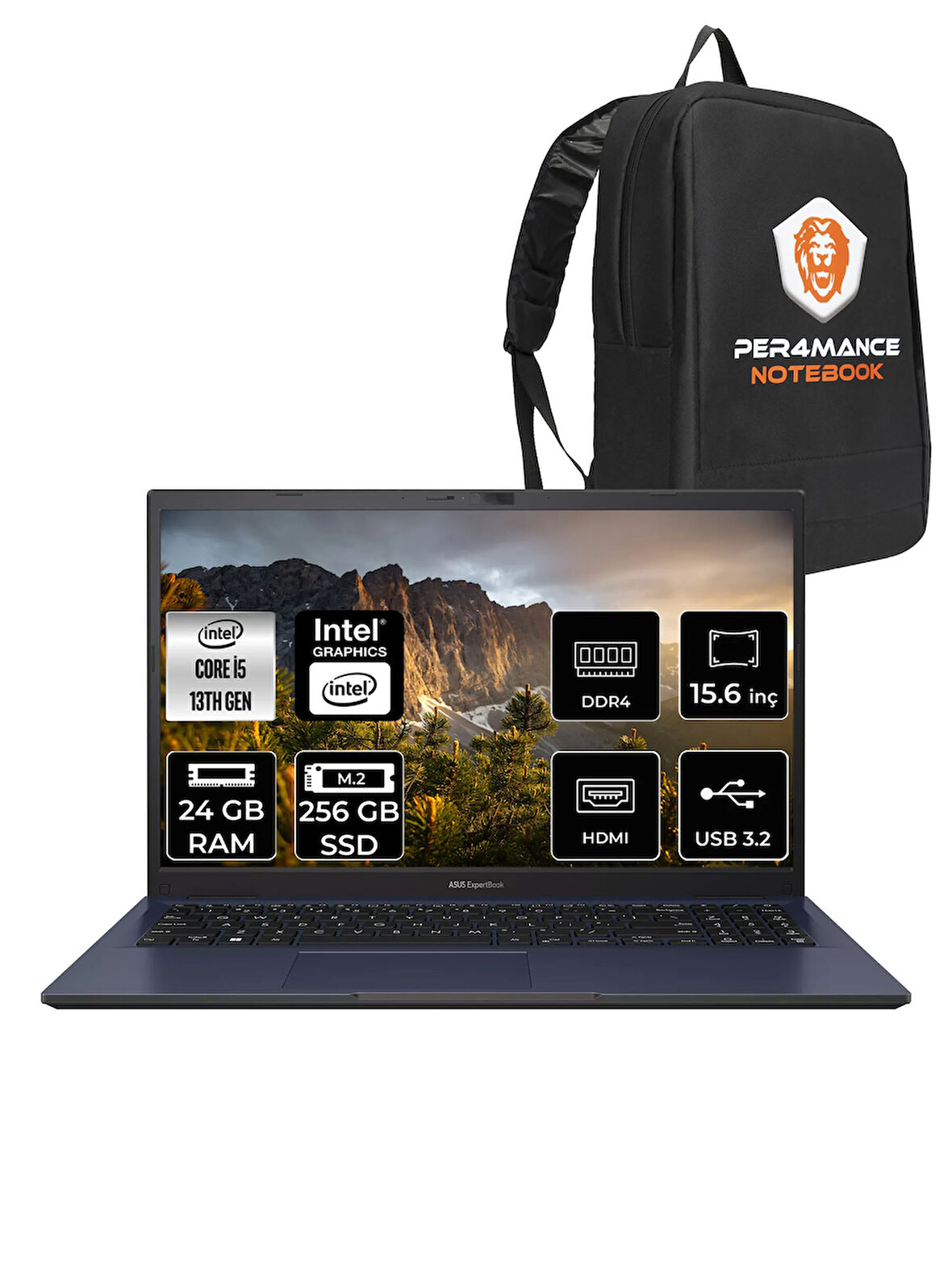 ASUS ExpertBook B1 B1502CVA-I58512B1D i5 1335U 24GB RAM 256GB SSD 15.6" FHD FDOS & PER4 ÇANTA