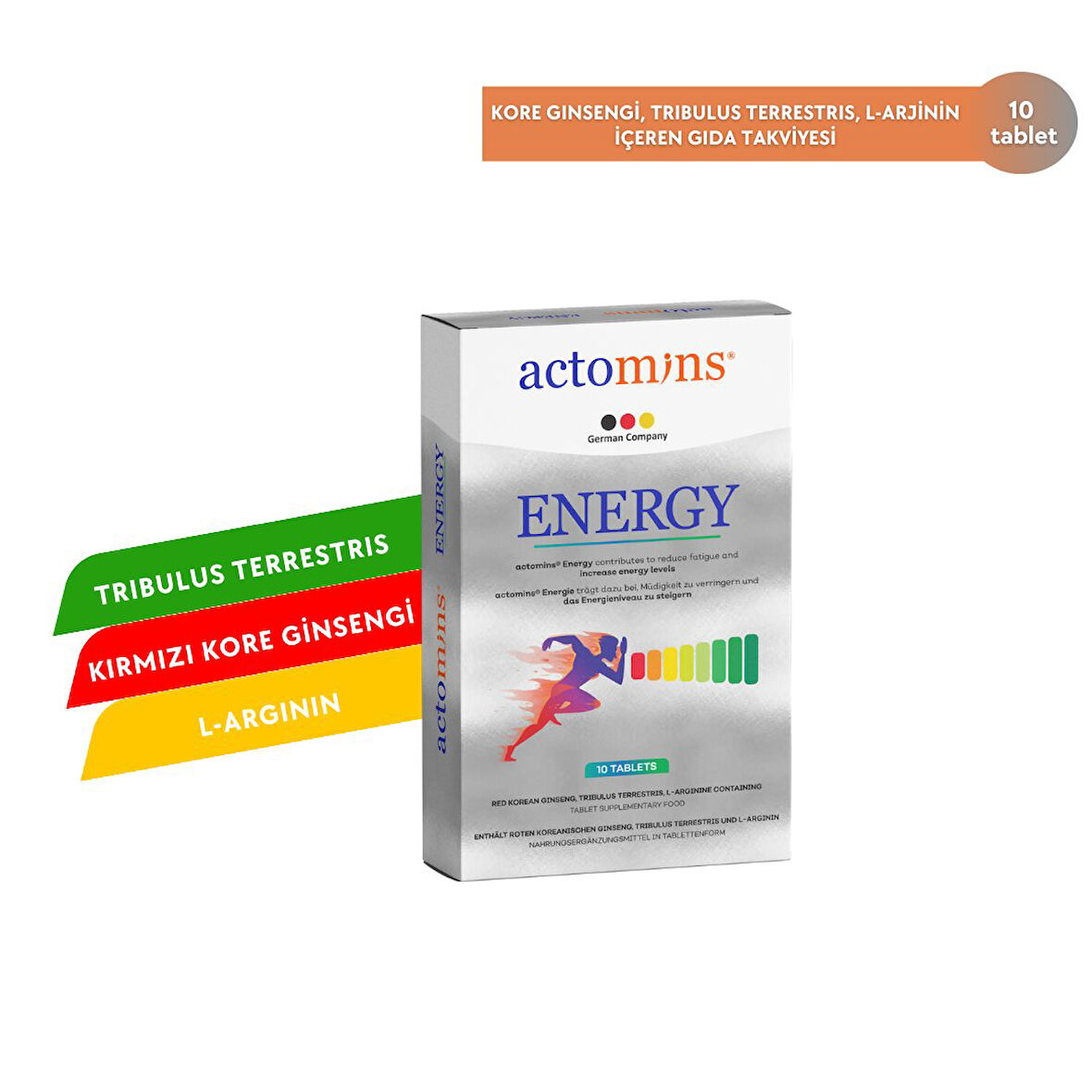 Actomins Energy Tribulus, Ginseng, L-arjinin İçeren Gıda Takviyesi