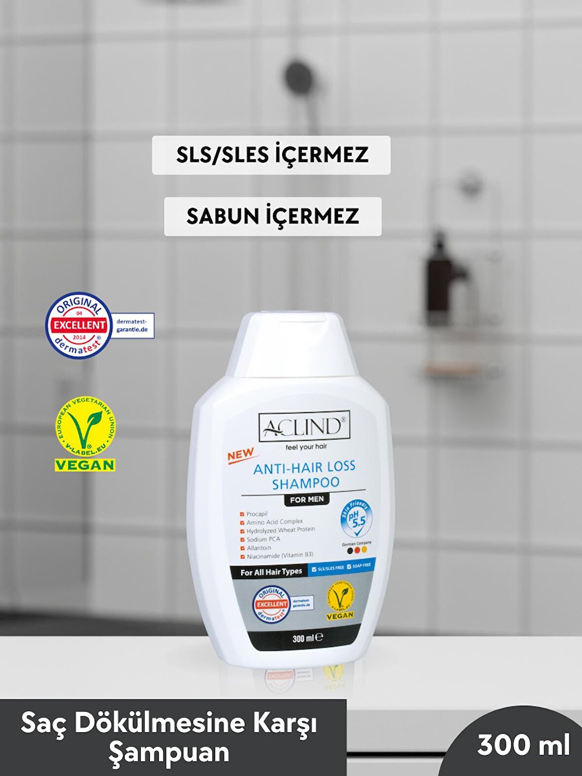 ACLIND® ANTI-HAIR LOSS SHAMPOO For Men 300 ml | Erkekler İçin Saç Dökülmesine Karşı Etkili Şampuan