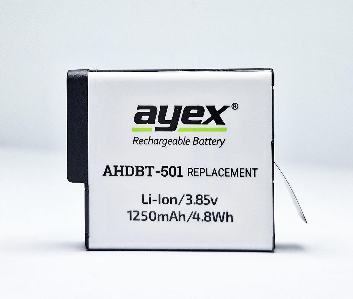 Ayex AHDBT-501 Batarya, GoPro Hero 5, 6, 7, 8 Uyumlu