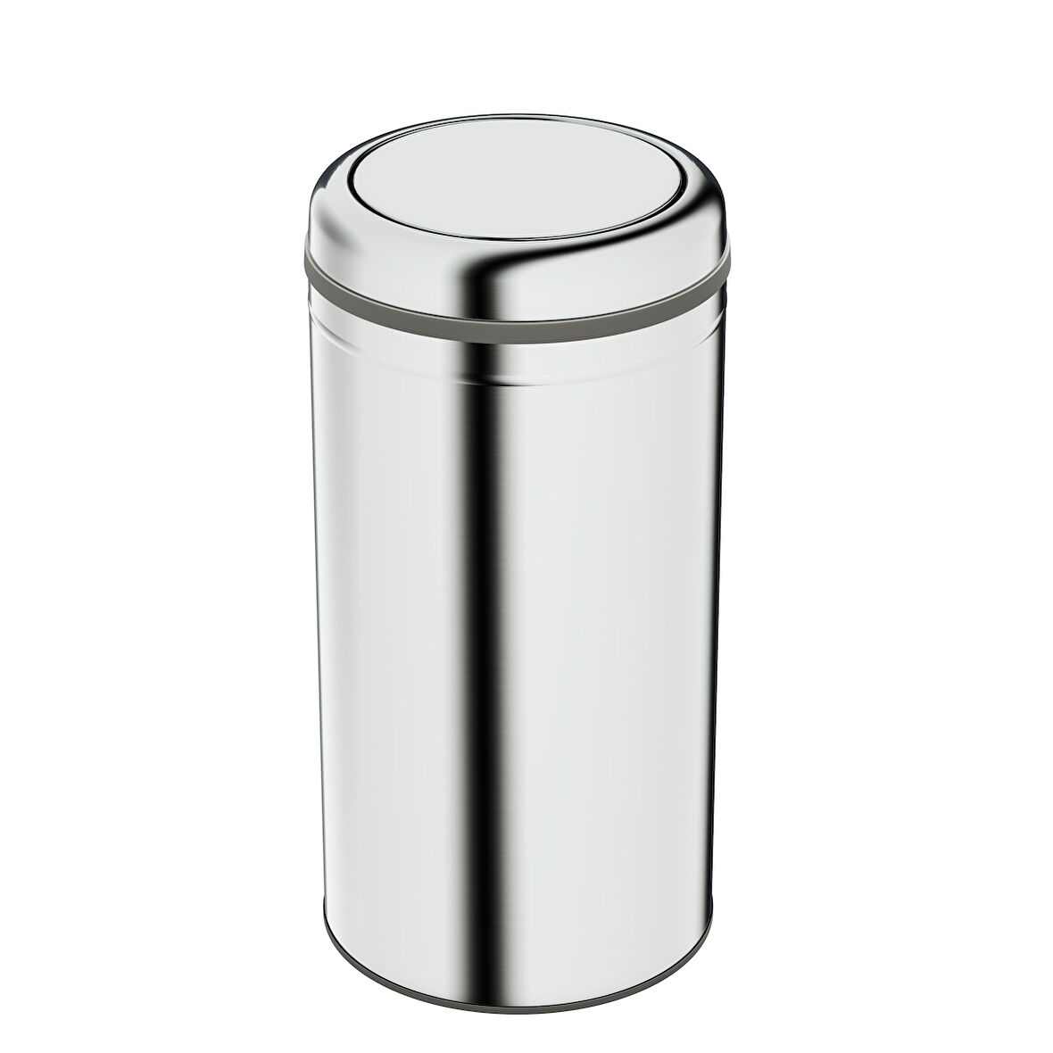 Aqua Bagno Basic Çöp Kovası - Sallanır Kapaklı 45 L, Parlak Krom Paslanmaz