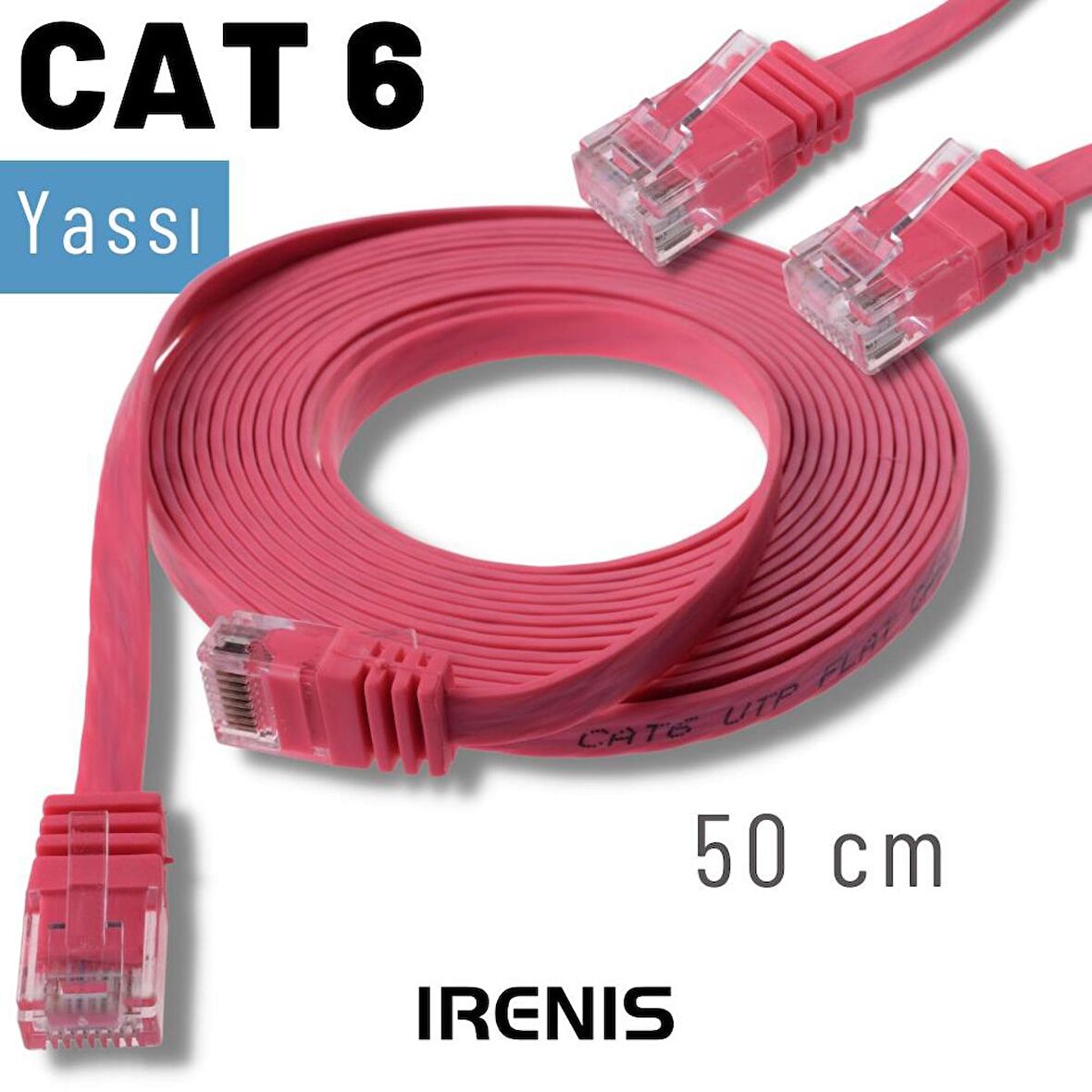 IRENIS 50 cm CAT6 Kablo Yassı Ethernet Network Lan Ağ İnternet Kablosu