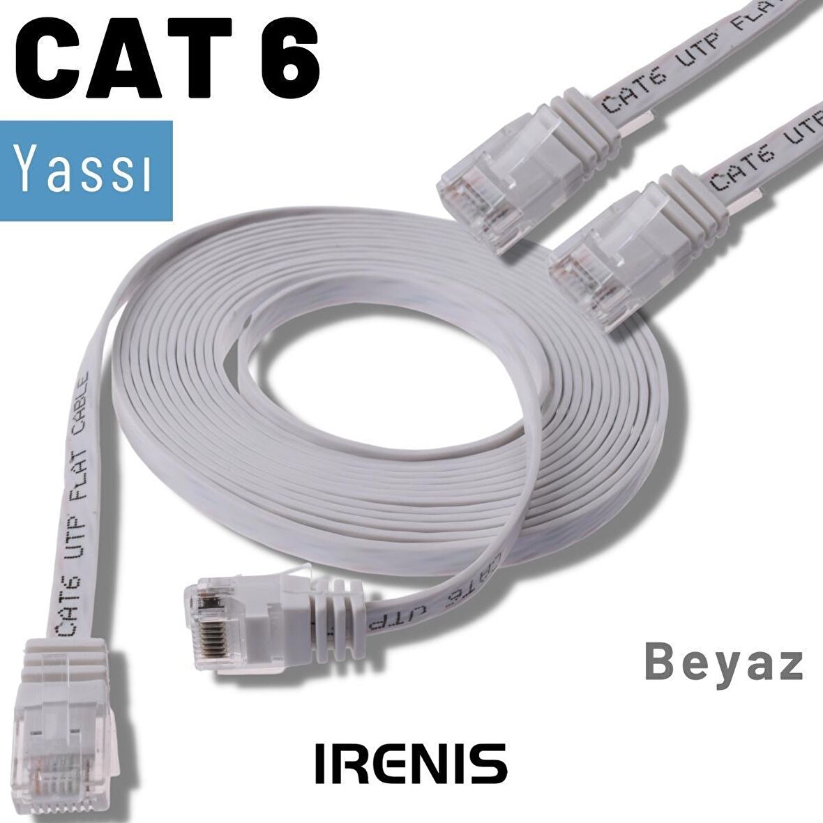 IRENIS 3 Metre CAT6 Kablo Yassı Ethernet Network Lan Ağ İnternet Kablosu