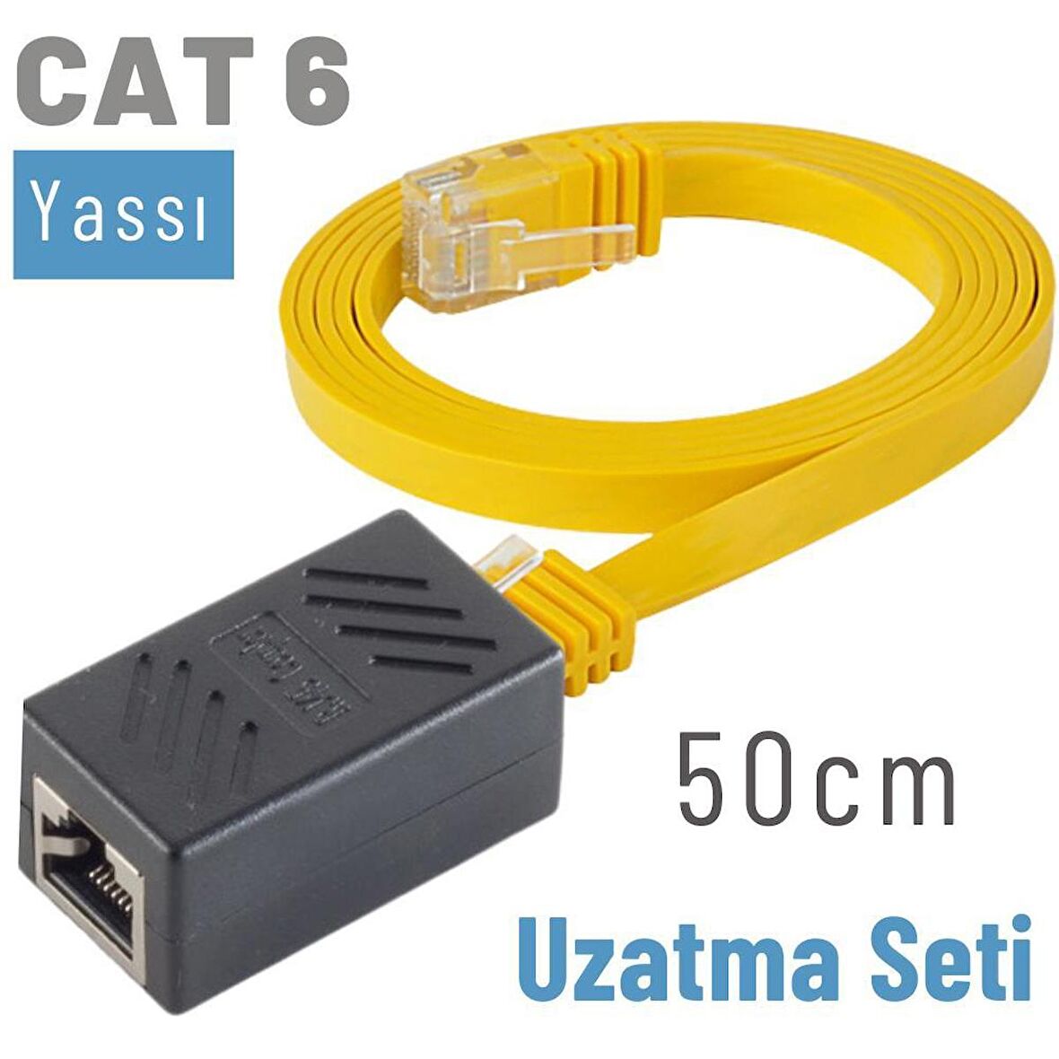 IRENIS 50 cm CAT6 Kablo Uzatma Seti, Yassı Ethernet Kablo ve Ekleyici