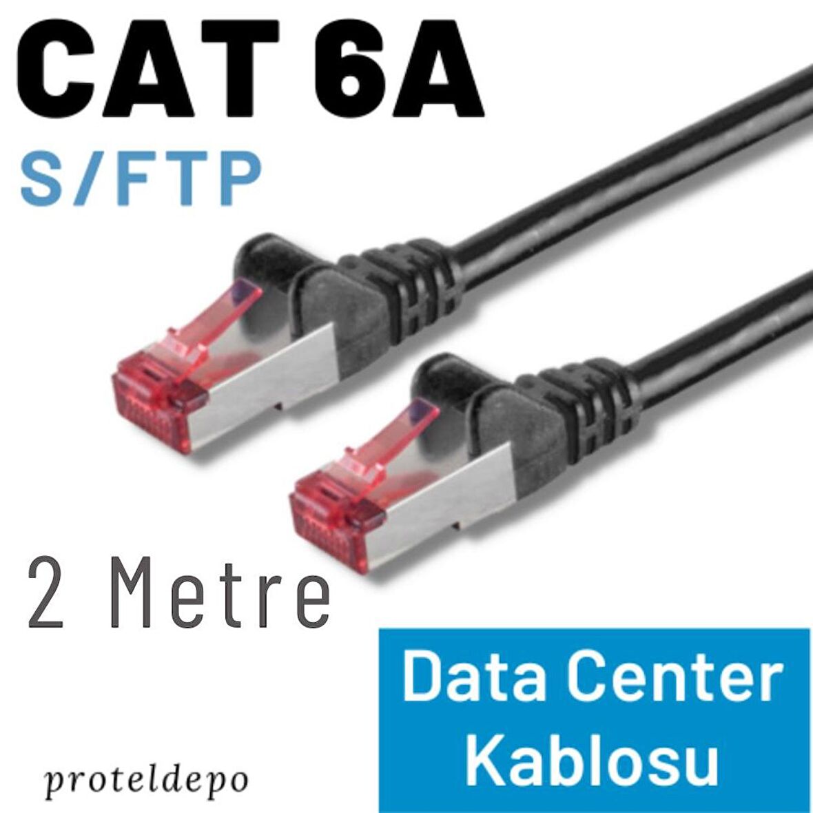 IRENIS 2 Metre CAT6A S/FTP Ethernet Data Center Patch Kablo, Siyah