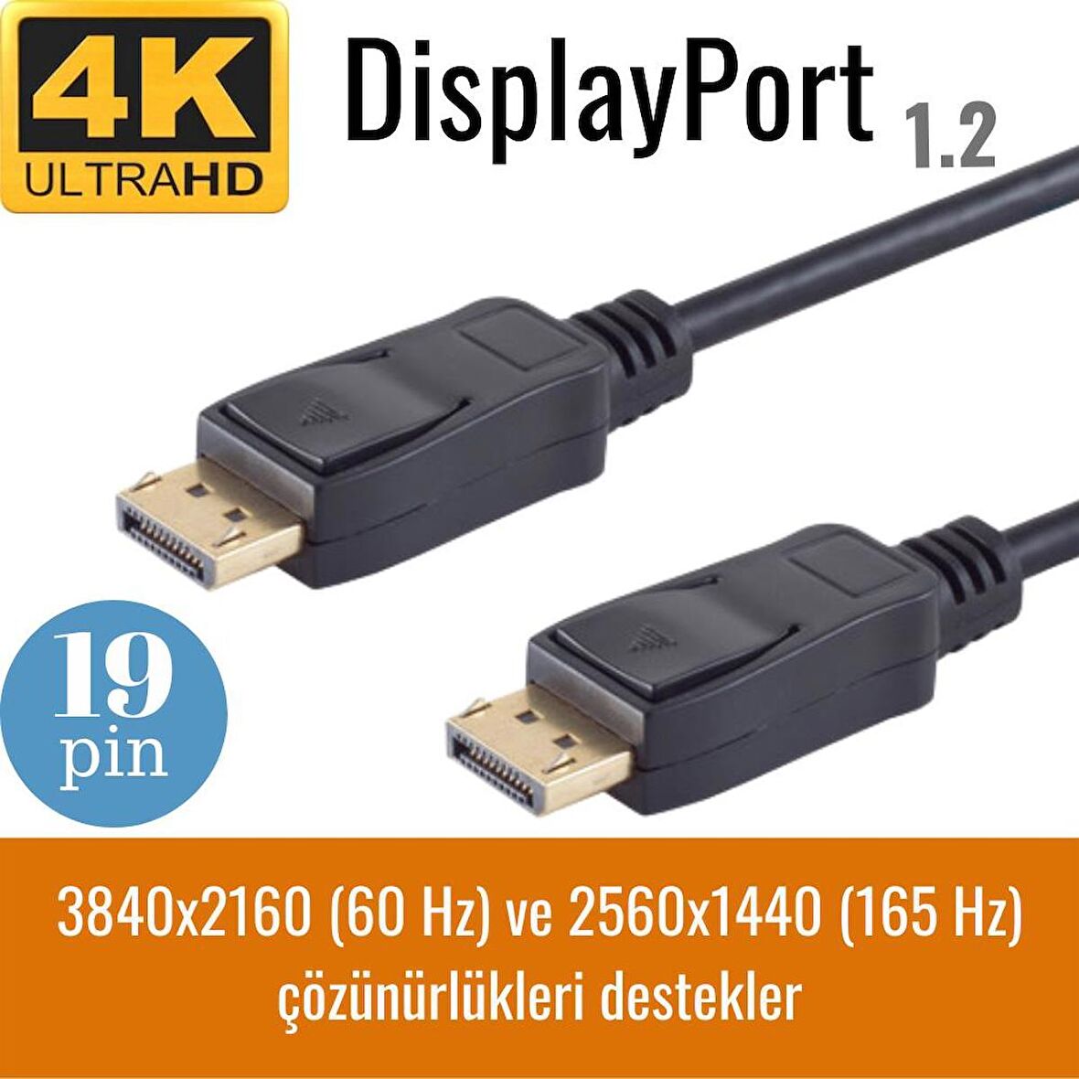 IRENIS DisplayPort Kablo - 19 pin - 165 Hz destekli - 21 Gbit