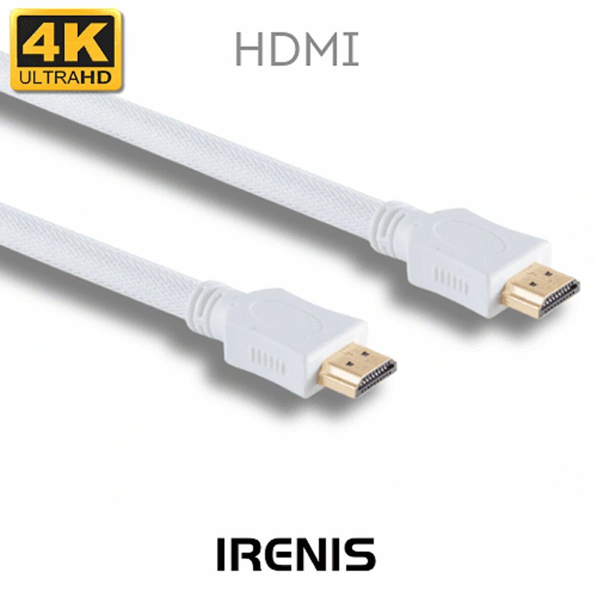 HDMI Kablo, 4K Destekli, Altın Uçlu, Naylon Örgü, 2 Metre, Beyaz