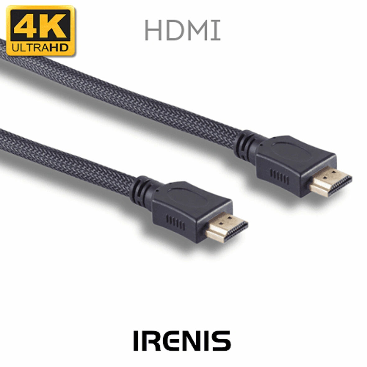 HDMI Kablo, 4K Destekli, Altın Uçlu, Naylon Örgü, 2 Metre, Siyah