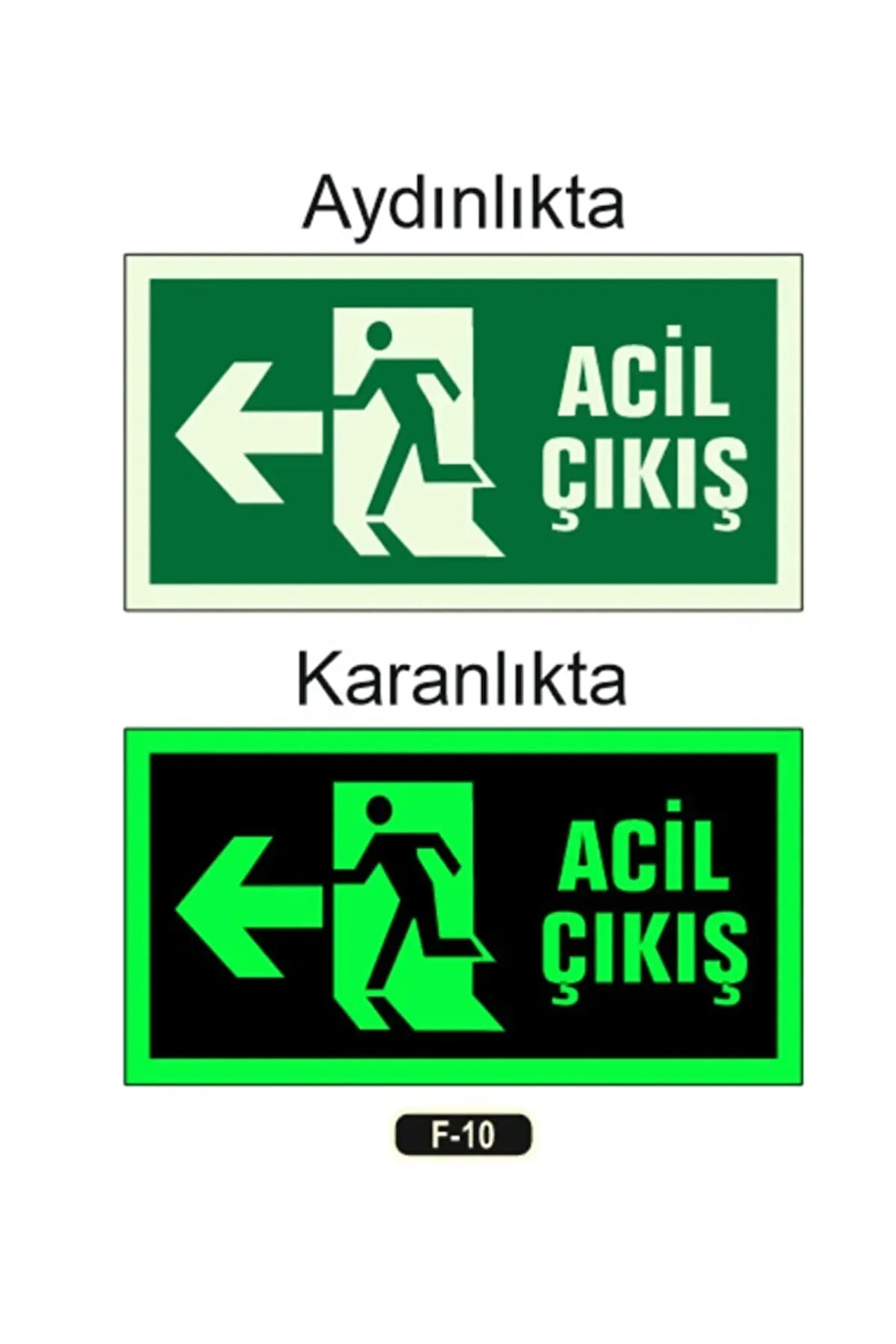 Fotolümen Fosforlu Acil Çıkış Sol Yön Levhası 12x25 Cm