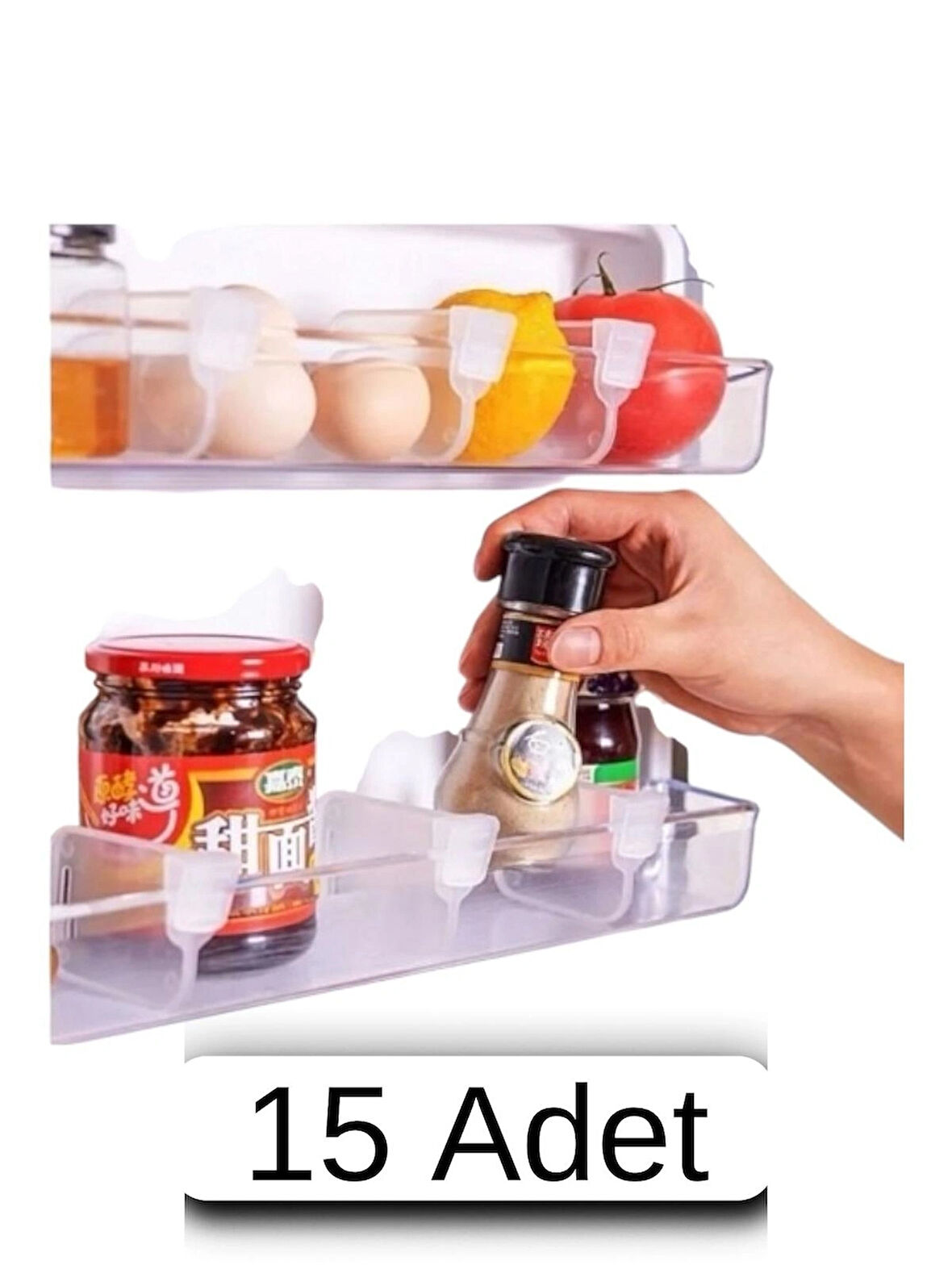 15’li Şeffaf Buzdolabı Raf Ayıracı Seti – Düzenleyici Bölme Organizer