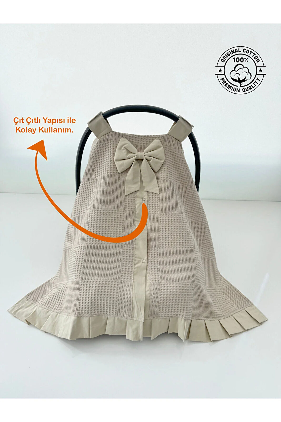 Bej %100 Pamuk Pike Kumaş Puset Örtüsü