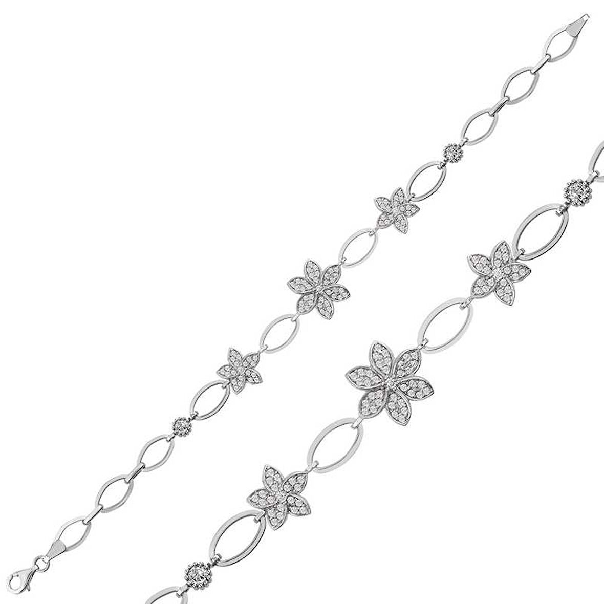 925 Ayar Gümüş Çiçekli Bileklik BR0460596