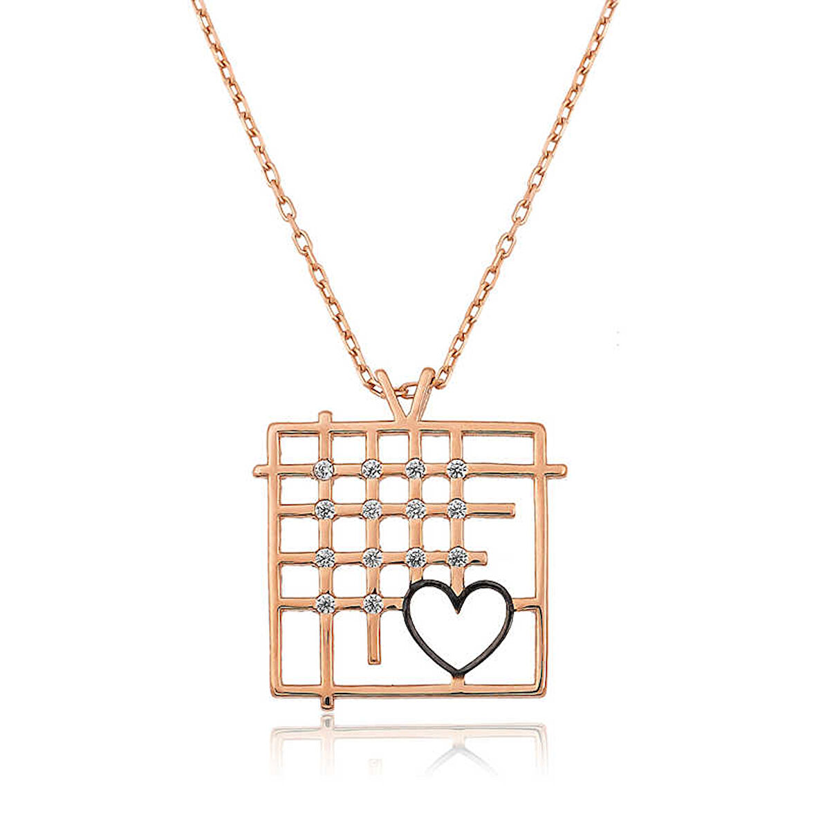 925 Ayar Gümüş Parmaklıklar Arasındaki Aşk Kadın Gümüş Kolye T4559