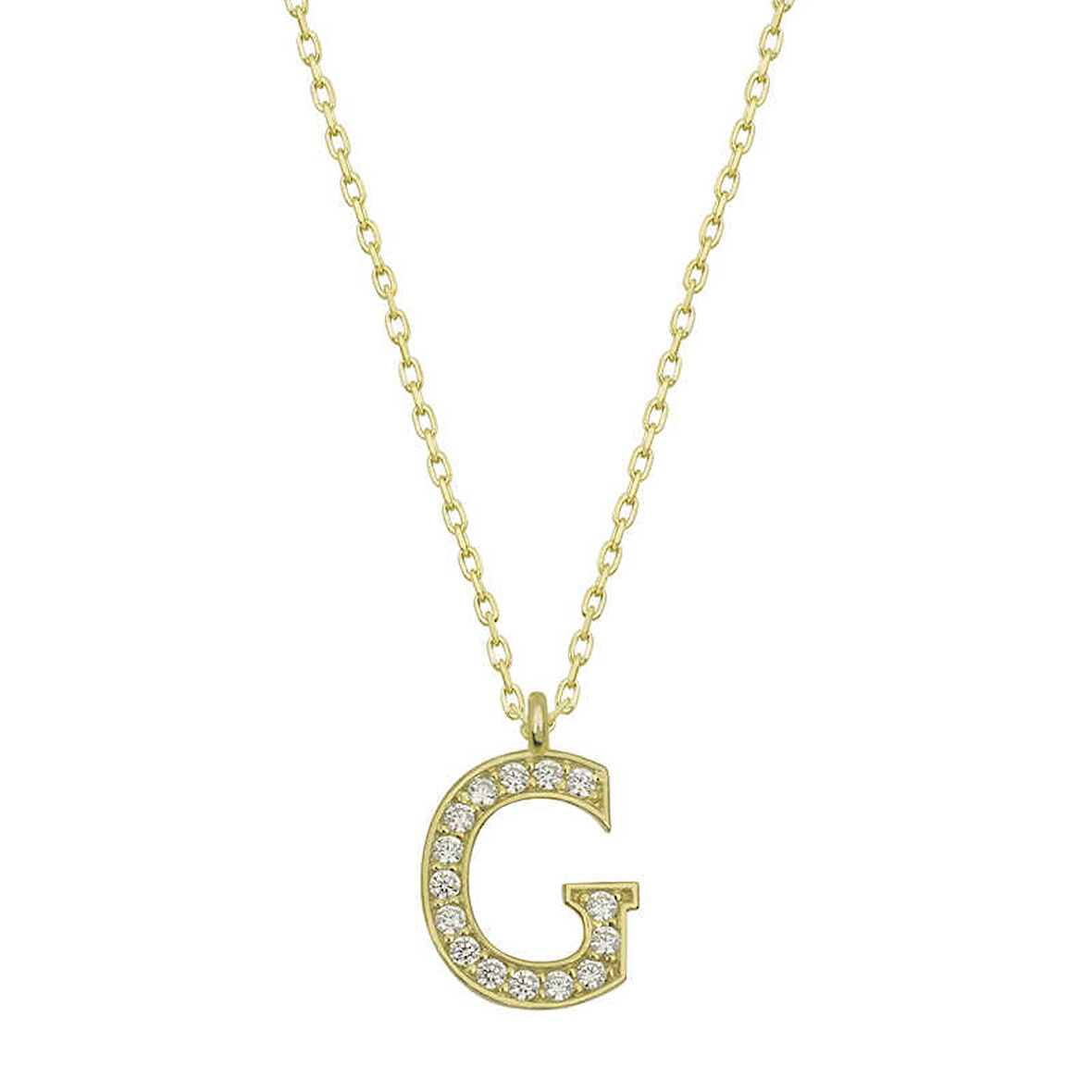 925 Ayar Gümüş Gold G Harfi Kadın Gümüş Kolye T6613
