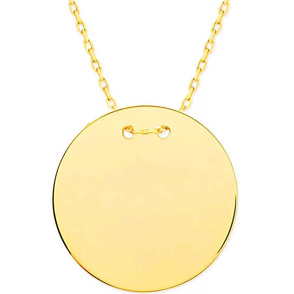 925 Ayar Gümüş Gold Yuvarlak Plaka Kolye T7842