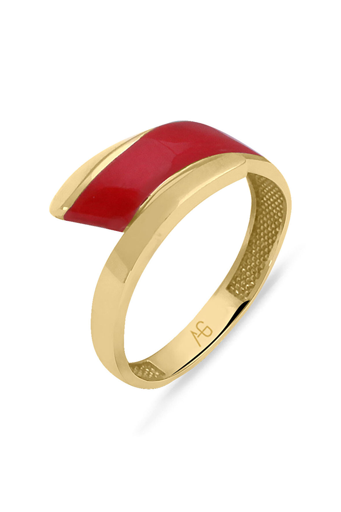 Sarı Altın Kırmızı Mineli Altın Yüzük