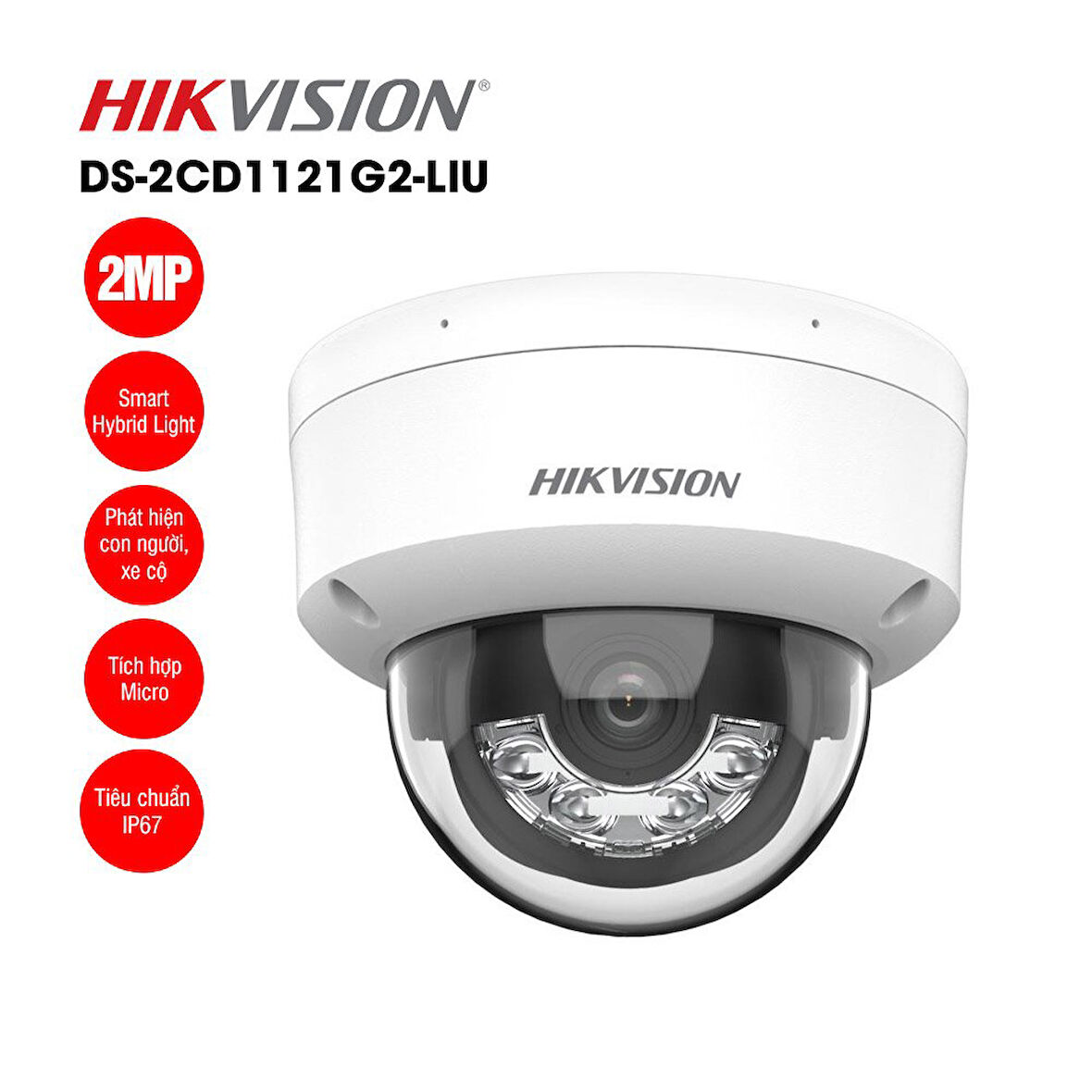 Hikvision DS-2CD1121G2-LIUF 2 MP Smart Hybrid Light IR Dome IP Kamera