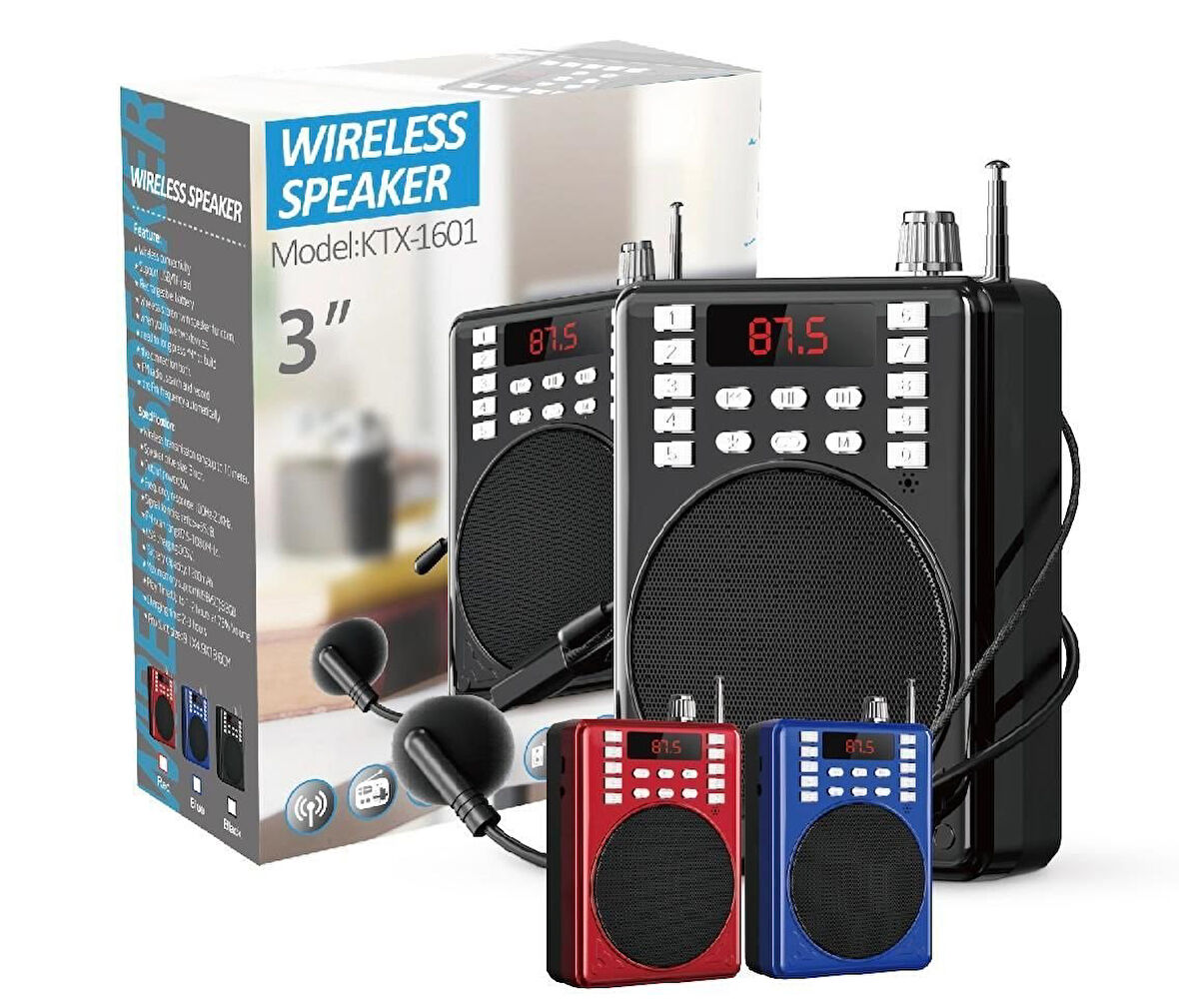 Subzero KTX 1601 Mikrofonlu Rehber Öğretmen Amfisi USB/TF/AUX FM Destekli Hoparlör