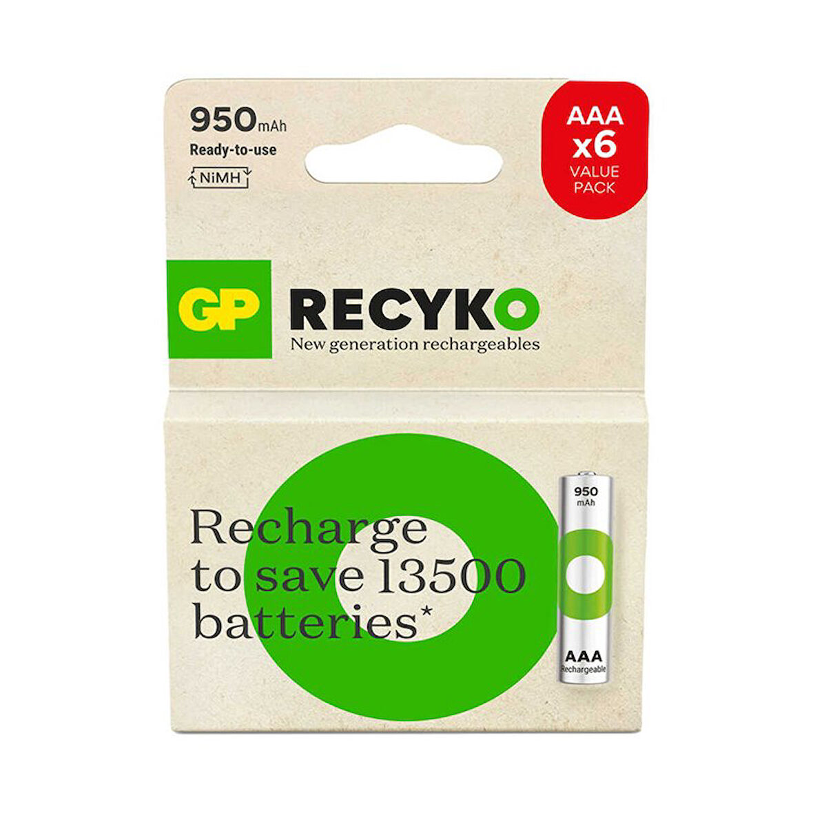 GP Recyko 1000 Aaa İnce Kalem Ni-mh Şarjlı Pil 1.2  4+2 KART