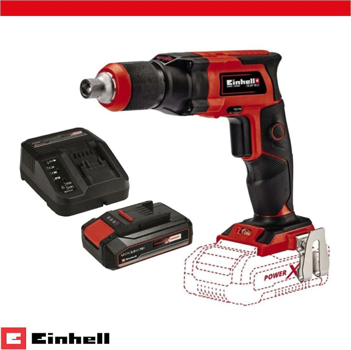 Einhell TE-DY 18 Li-Solo Akülü alçıpan Vidalama ve Einhell Başlangıç Kiti 18V 2.5 Ah  