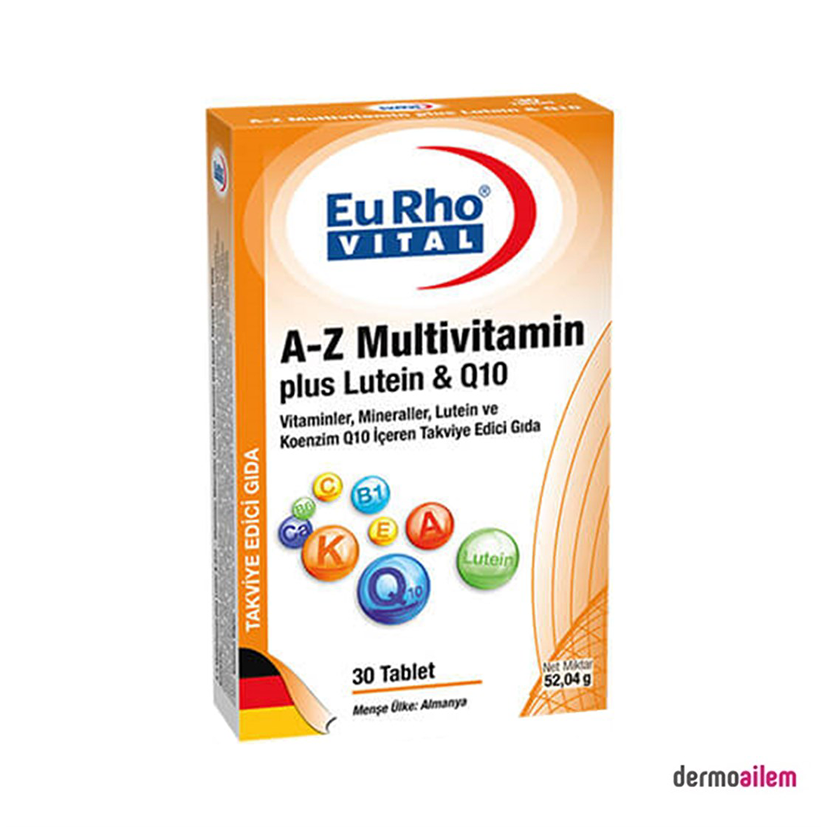EuRho Vital A-Z Multivitamin Plus Lutein & Q10 Takviye Edici Gıda 30 Tablet